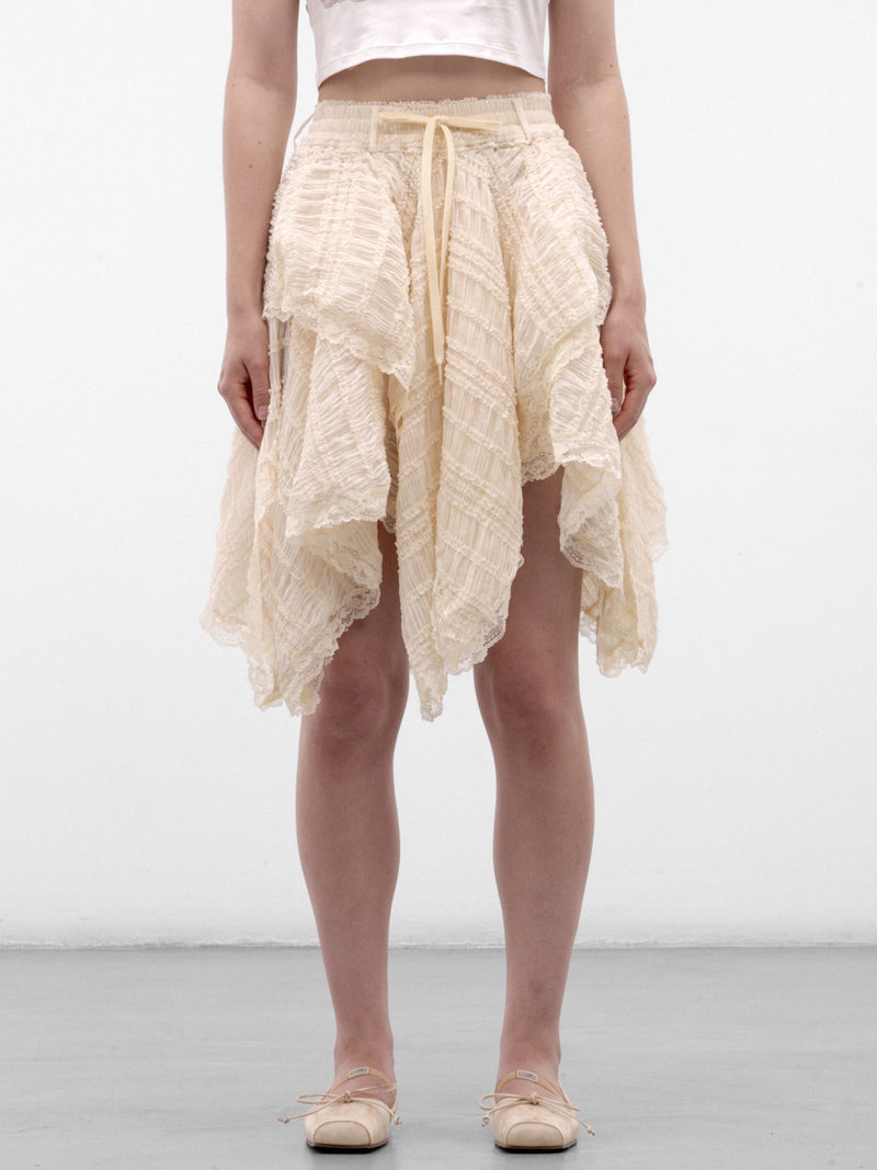 Ivory Asymmetric Layered Mini Skirt (AW2600SK03B-IVORY)