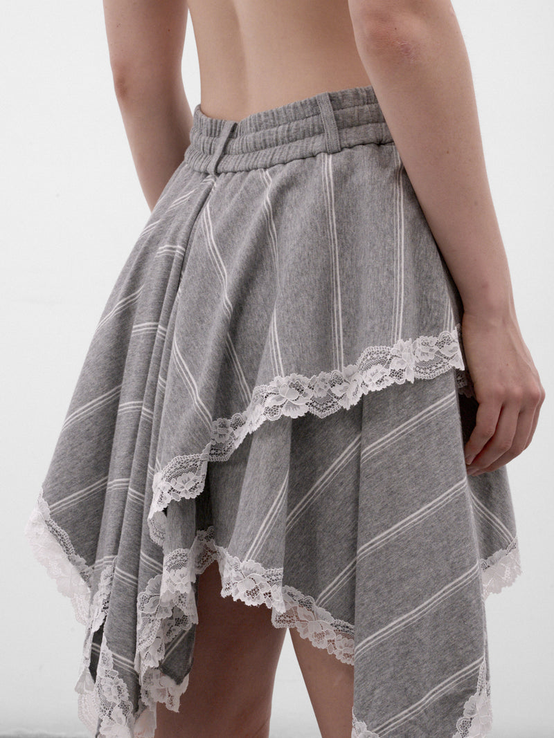 Striped Asymmetric Layered Mini Skirt (AW2600SK03GY-GREY)