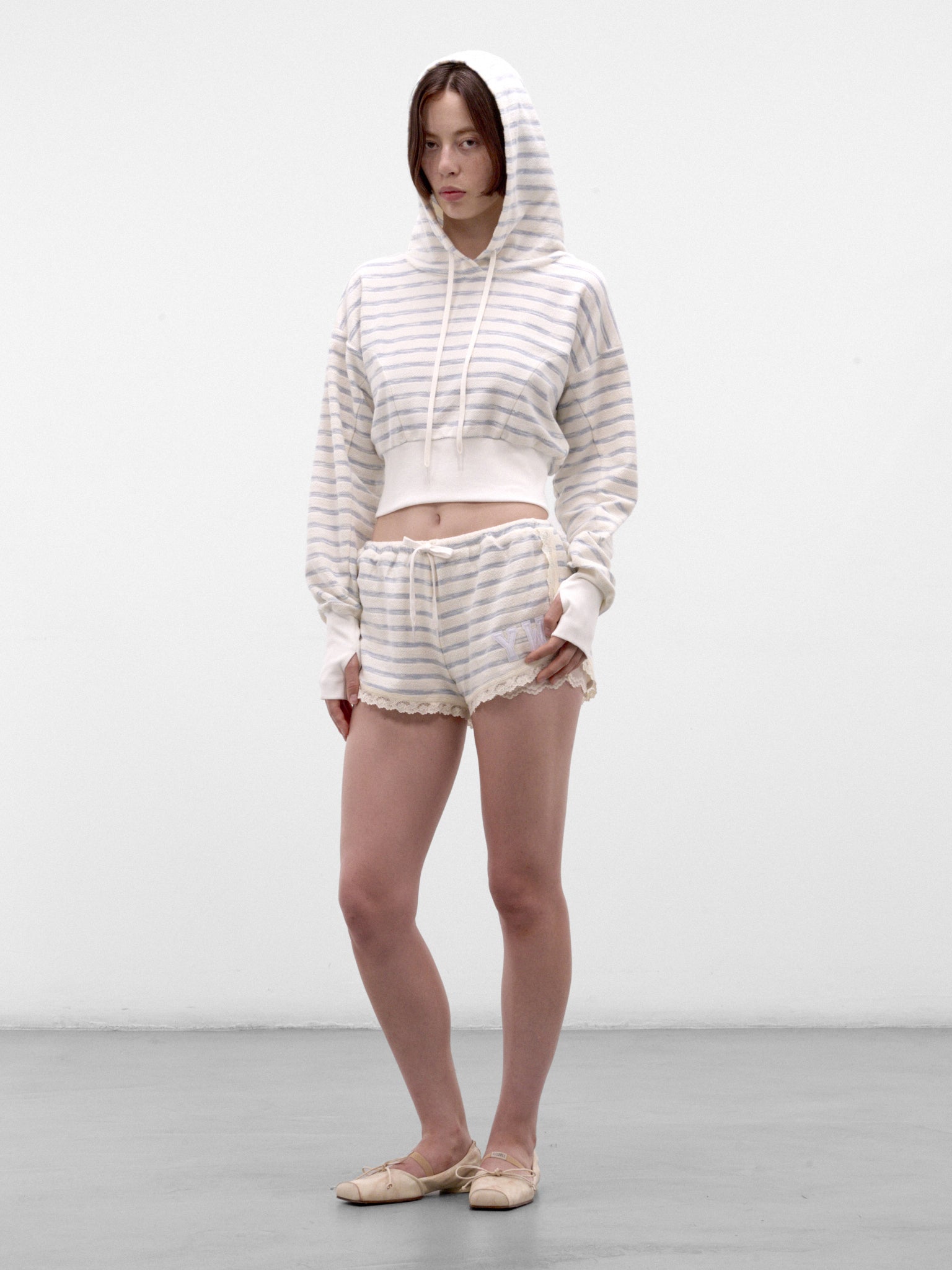 Striped Lace Lined Mini Shorts (AW2600TR06S-BLUE-STRIPE)