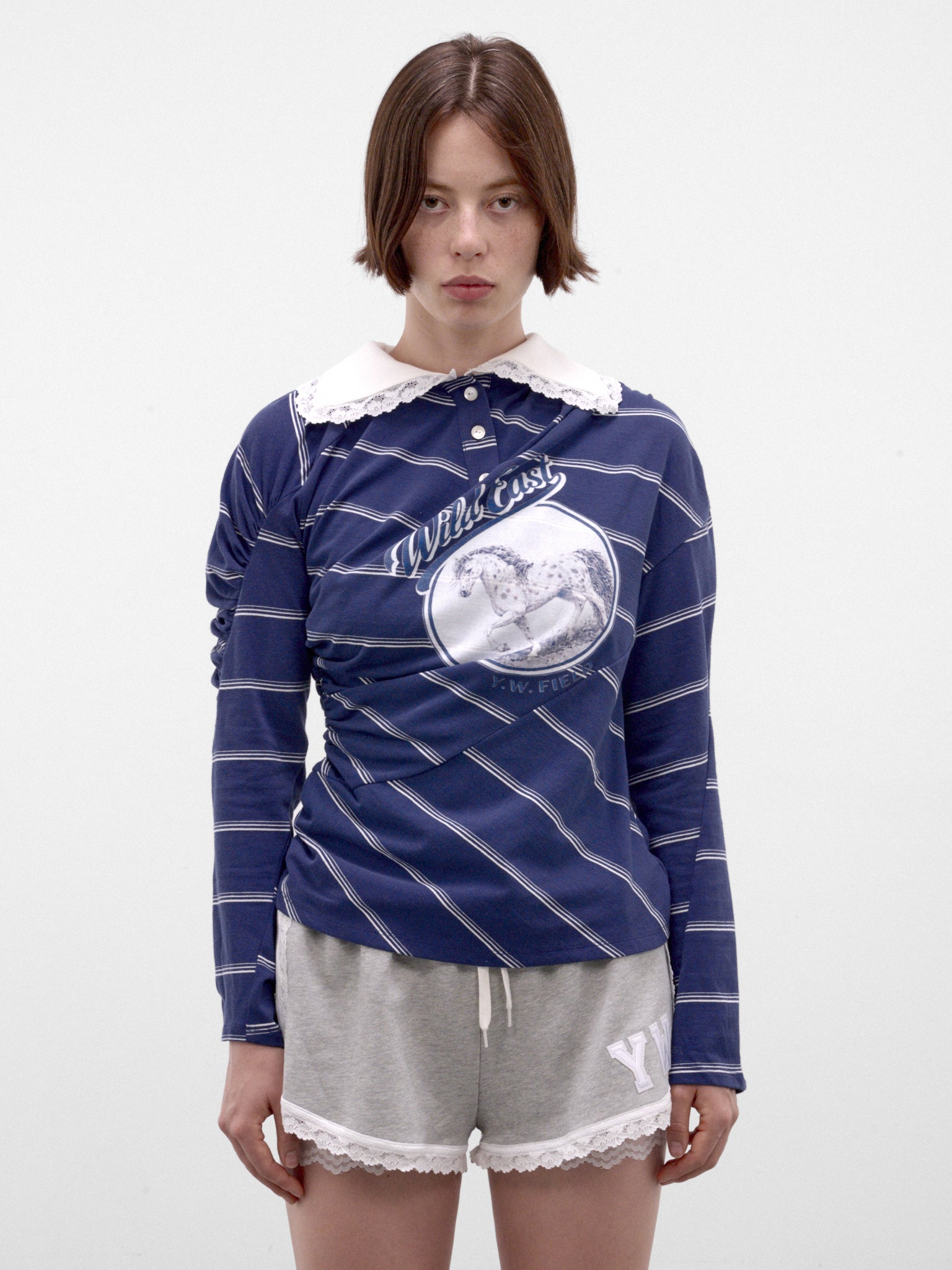 Striped Wild East Deconstructed Polo (AW2600T35-NAVY)