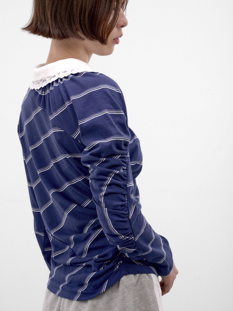 Striped Wild East Deconstructed Polo (AW2600T35-NAVY)