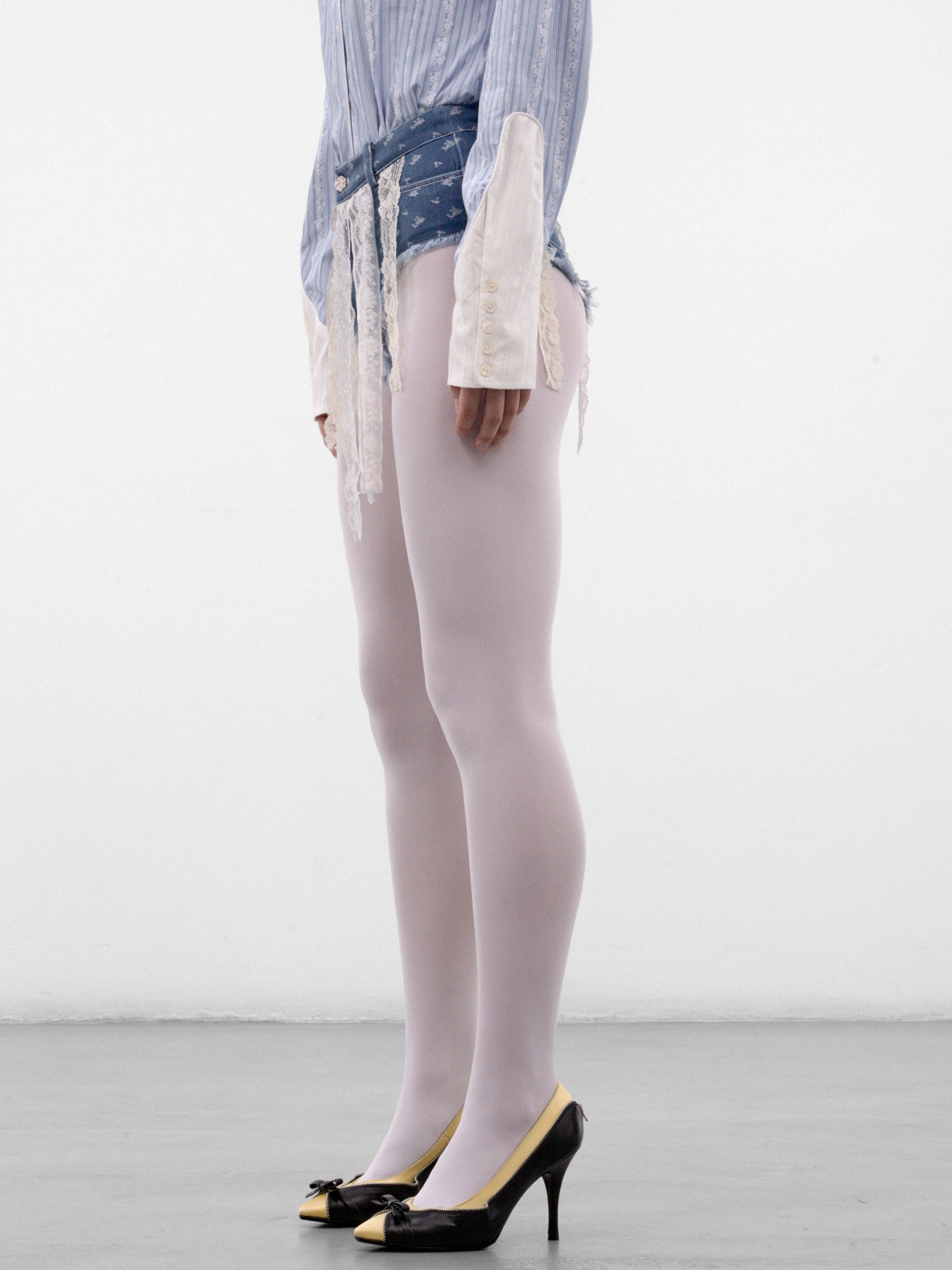 Suspended Lace Denim Mini Shorts (AW2600TR15-BLUE)