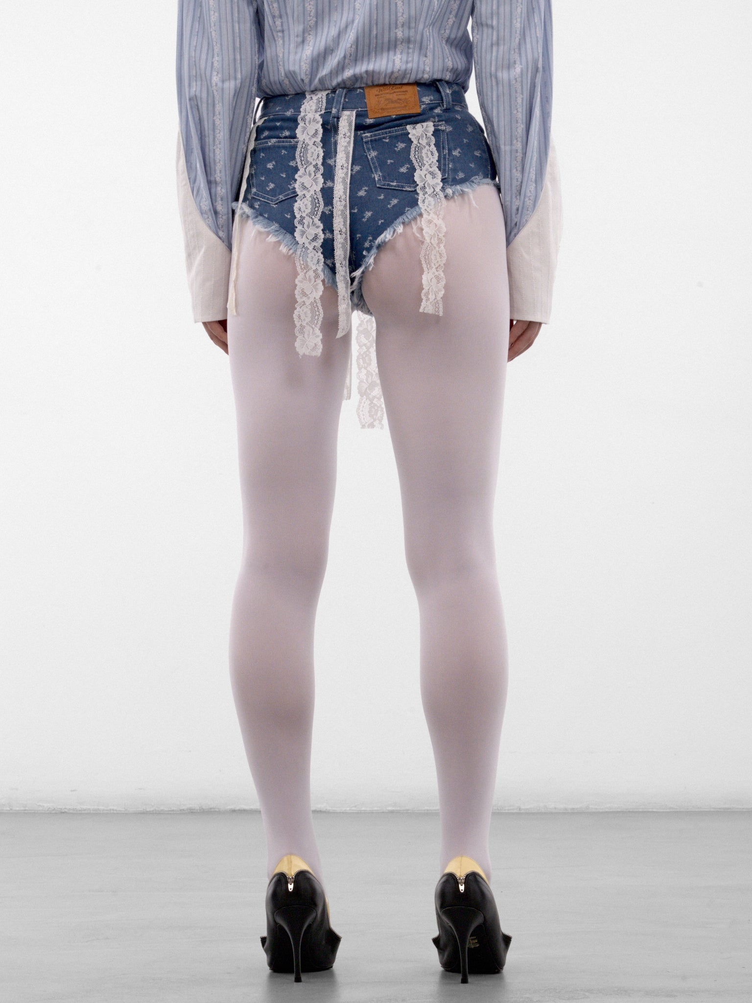 Suspended Lace Denim Mini Shorts (AW2600TR15-BLUE)
