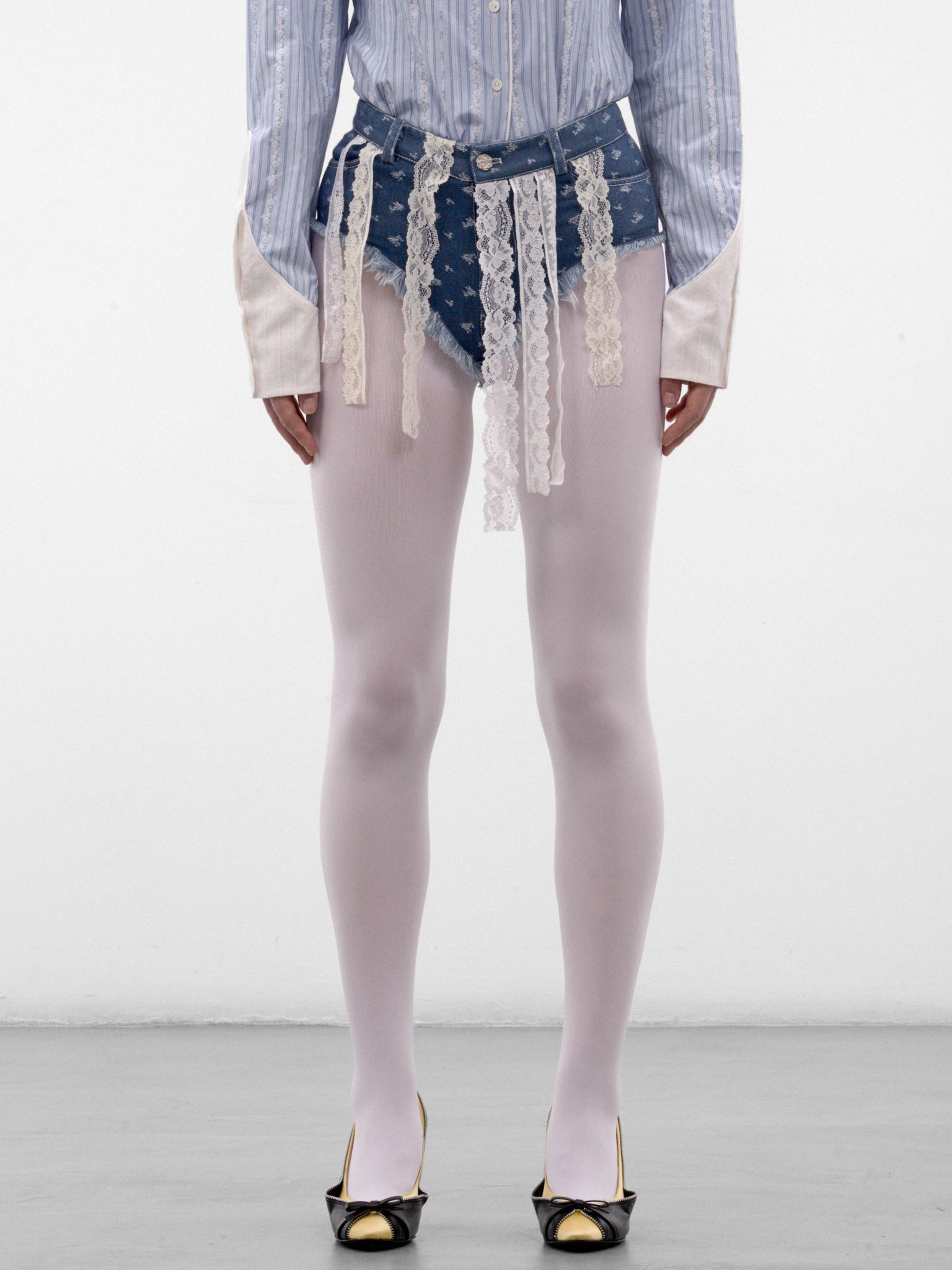 Suspended Lace Denim Mini Shorts (AW2600TR15-BLUE)