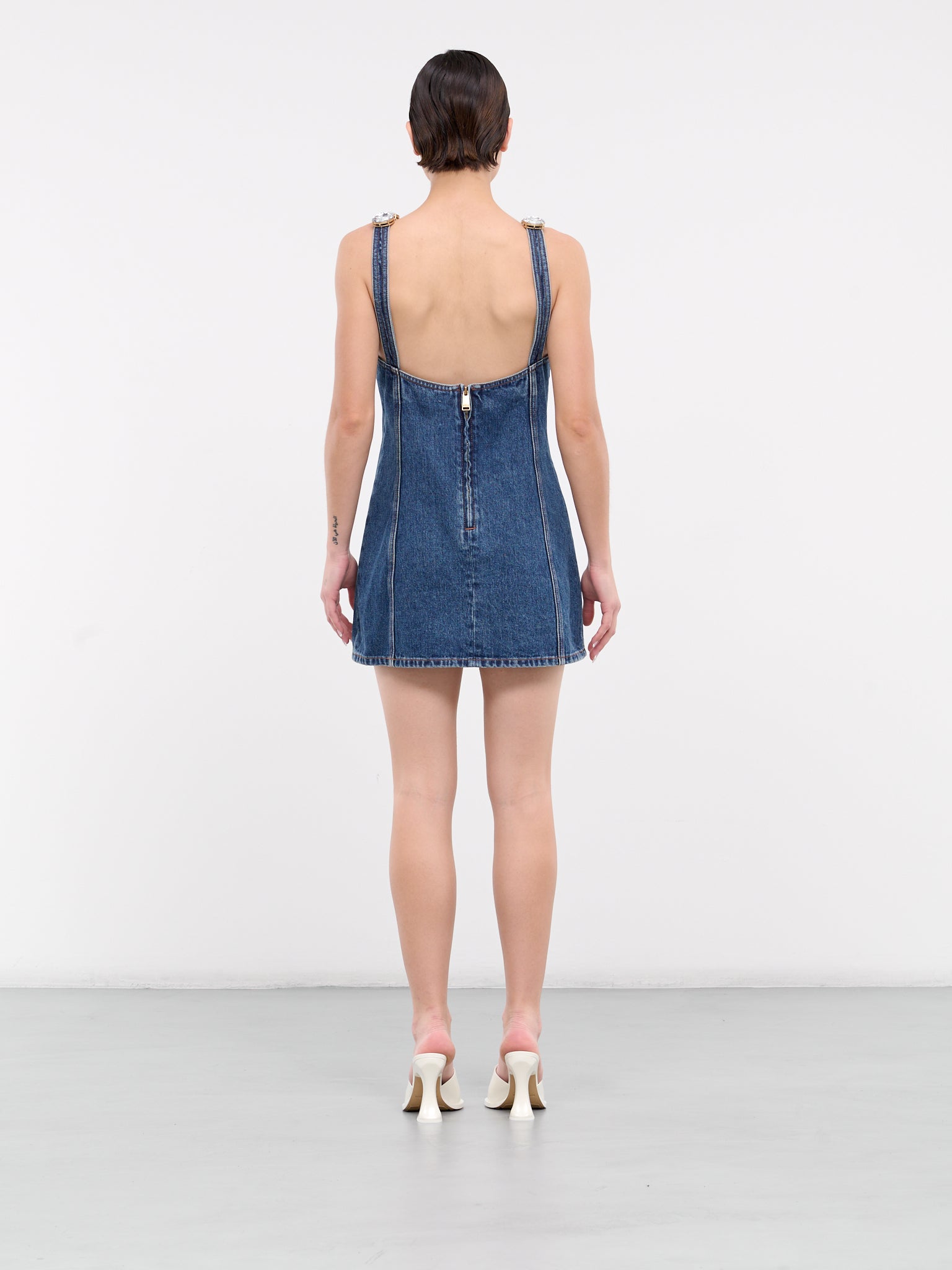 Jumbo Crystal Denim Mini Dress (AWDR0025DE01-BLUE-MEDIUM-WASH)