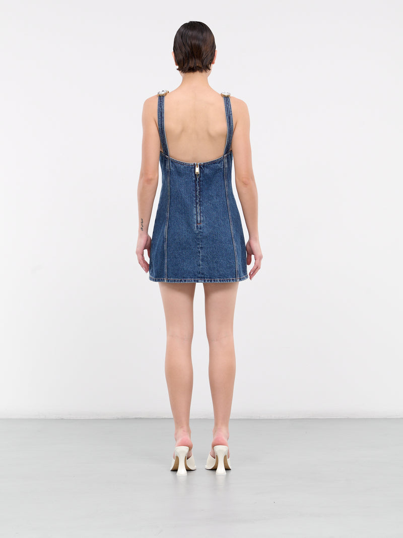 Jumbo Crystal Denim Mini Dress (AWDR0025DE01-BLUE-MEDIUM-WASH)