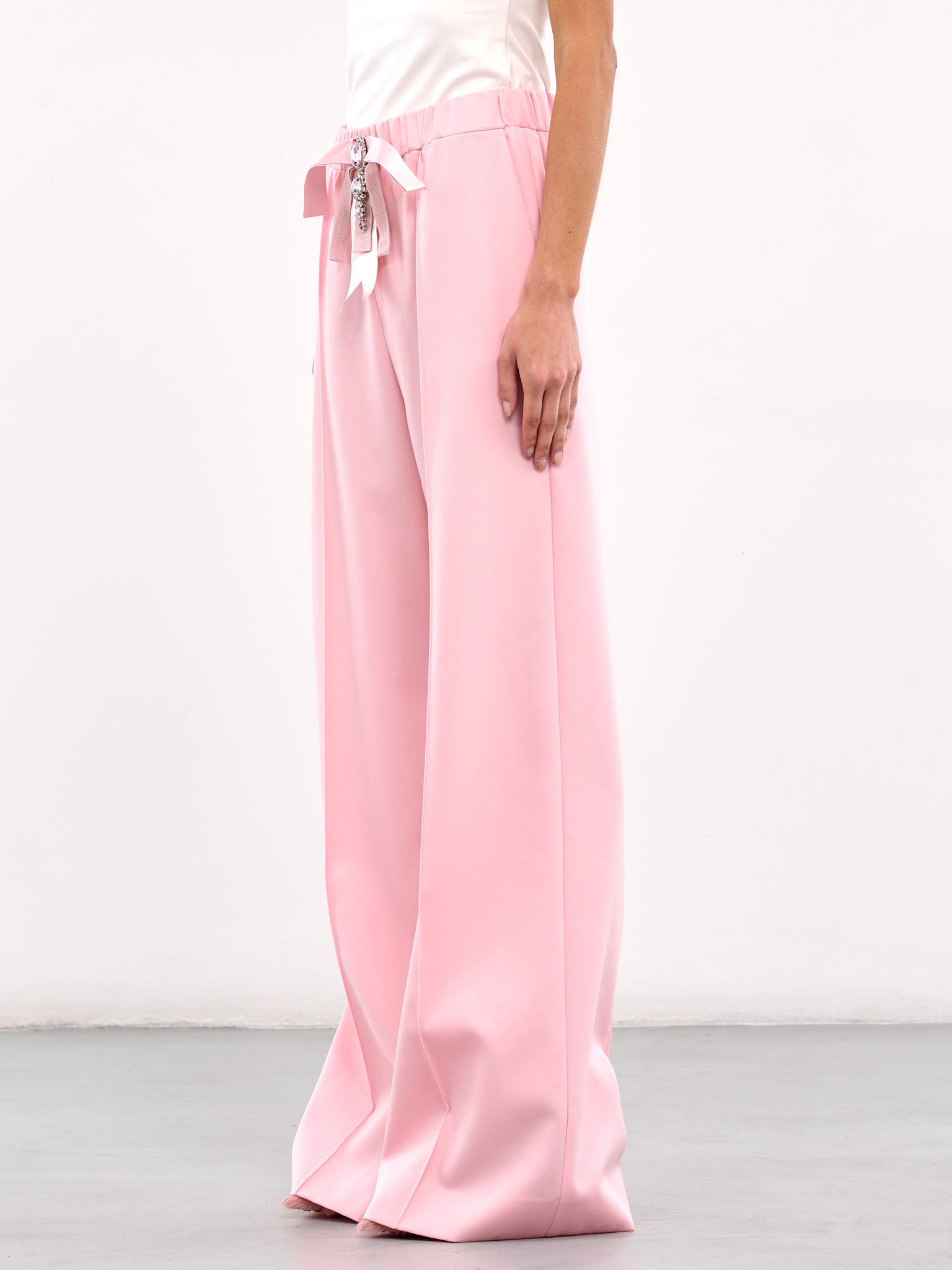 Crystal Bow Wide Leg Trousers (AWPA0060FA01-PASTEL-PINK)