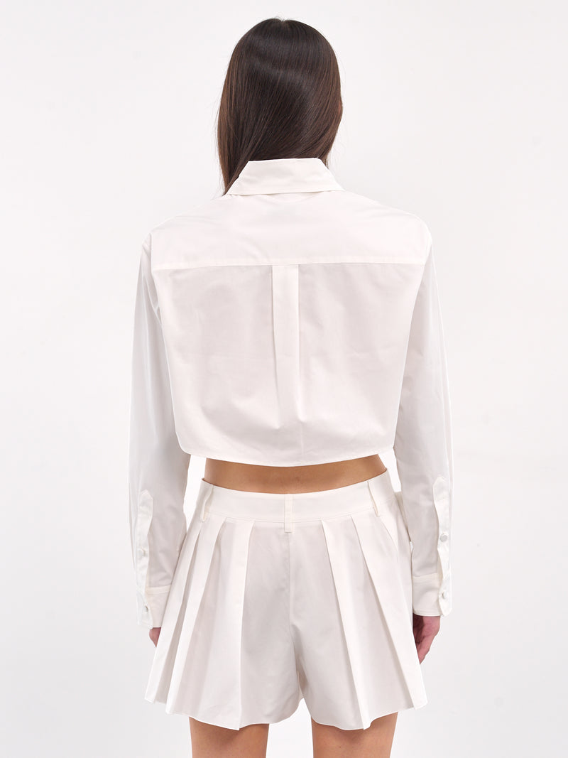 Crystal Rosette Poplin Cropped Shirt (AWSH0017FA01-OFF-WHITE)