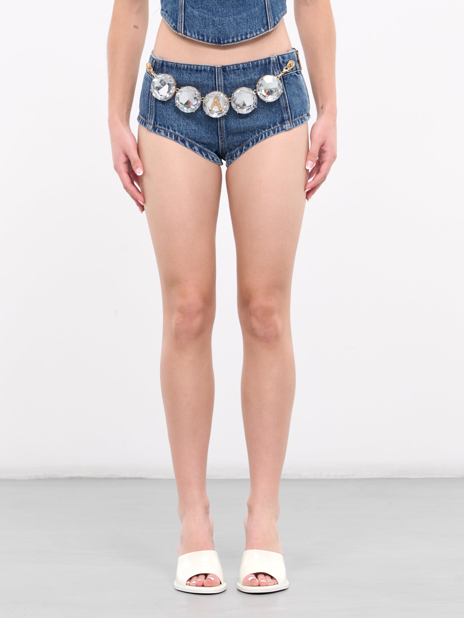 Jumbo Crystal Denim Hot Shorts (AWSO0008DE01-BLUE-MEDIUM-WASH)