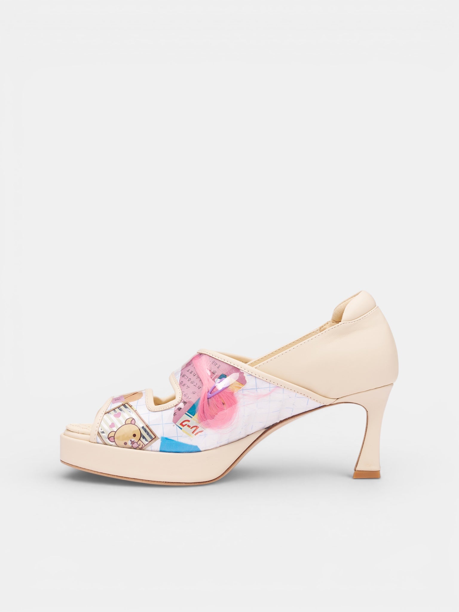 Trash Grid Velcro Kitten Heels (AWSS2600156-TRASH-BLUE-GRID)