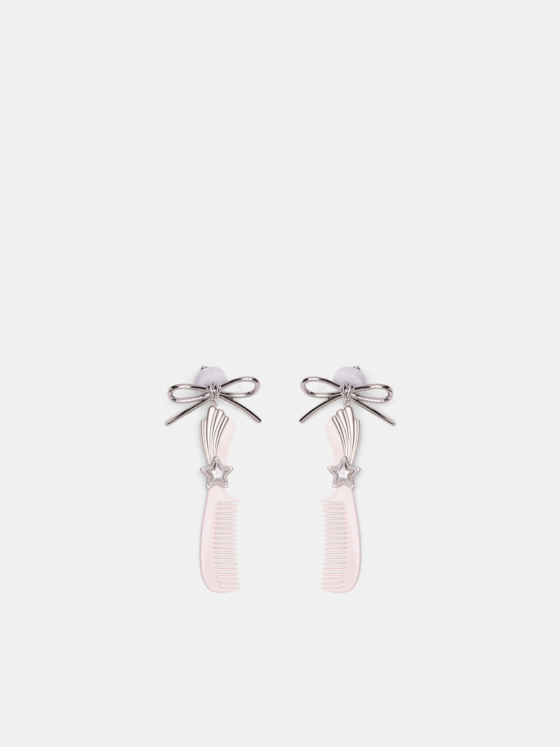 Pink Hair Comb Earrings (AWSS2600212-PINK)