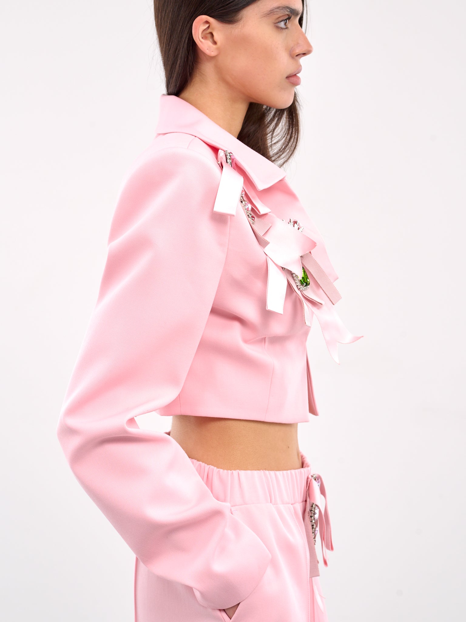 Crystal Bow Cropped Jacket (AWTA0029FA01-PASTEL-PINK)
