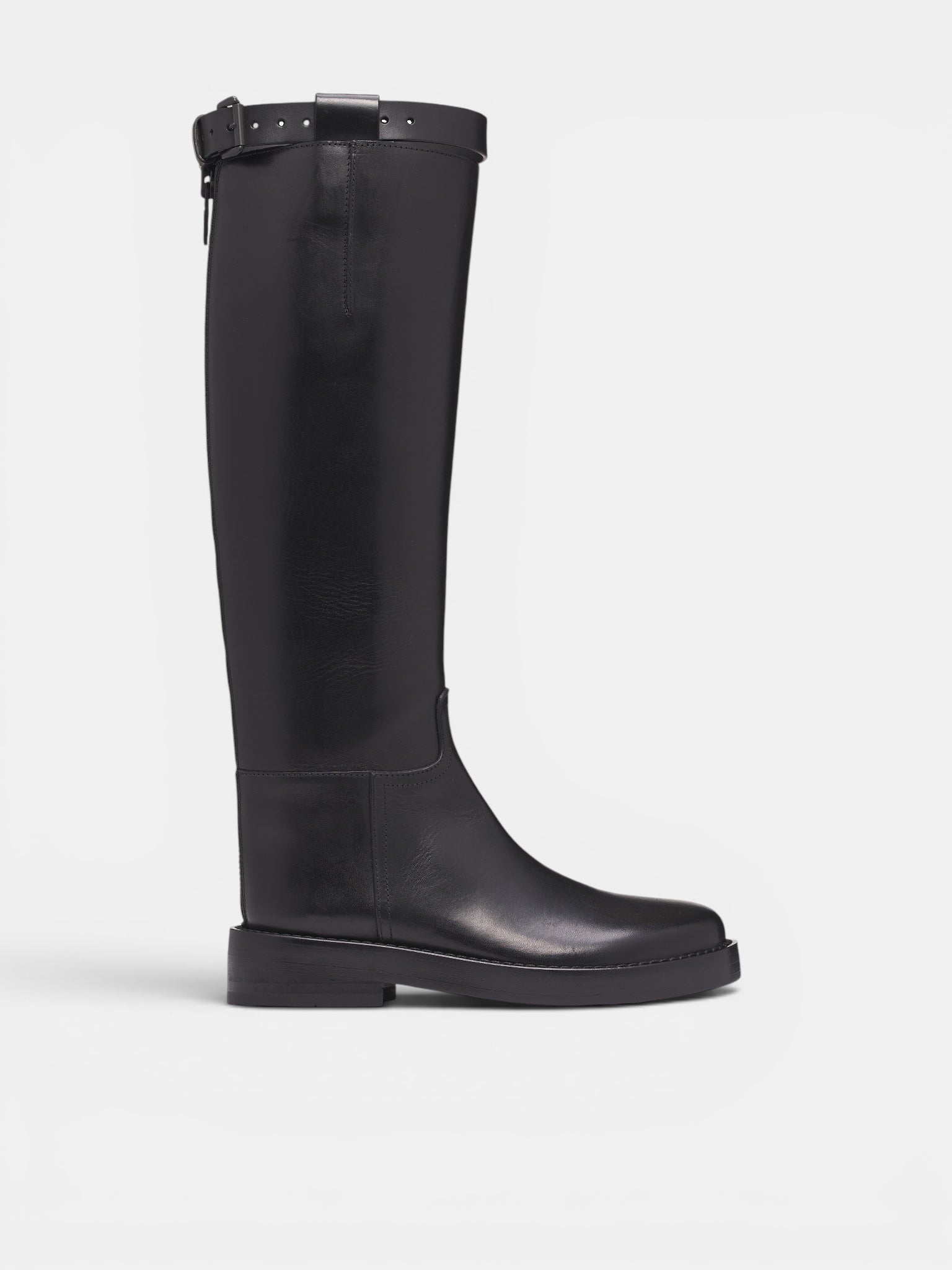Black Leather Knee High Boots (B0010078-LT046-BLACK)