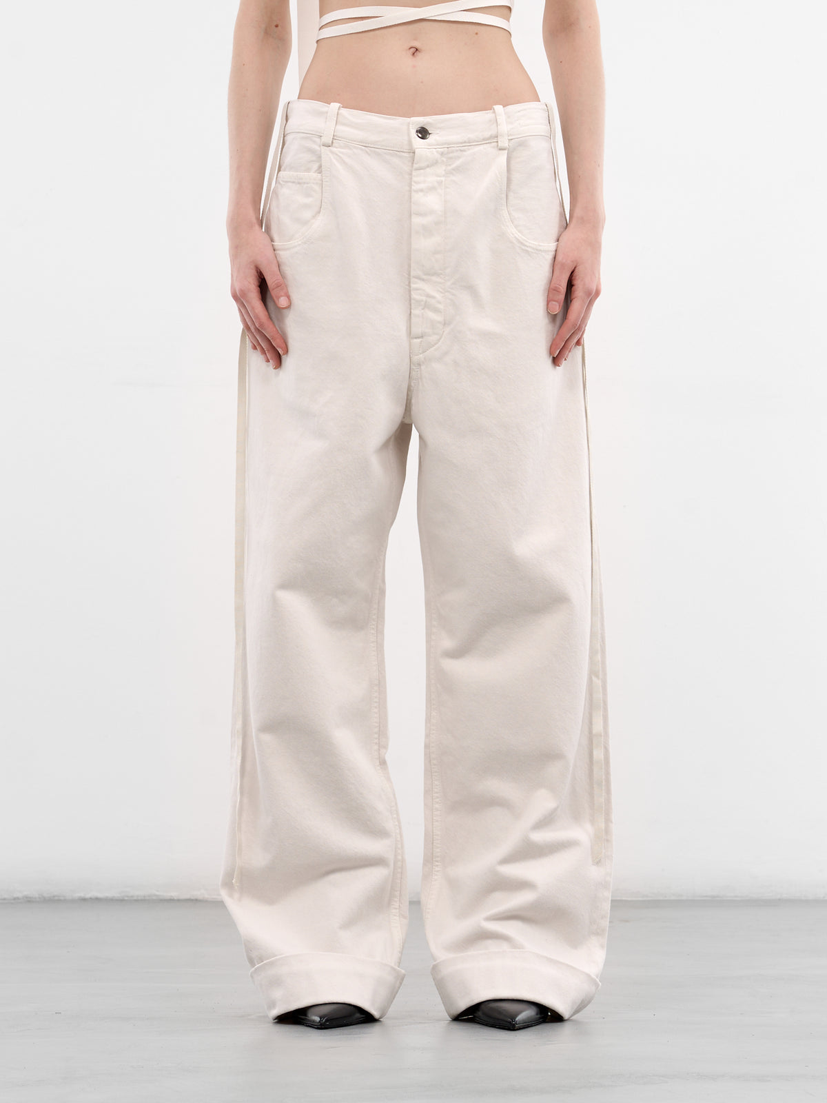 Kristel Ivory Cotton Baggy Trousers (B0010196-FA038-IVORY)