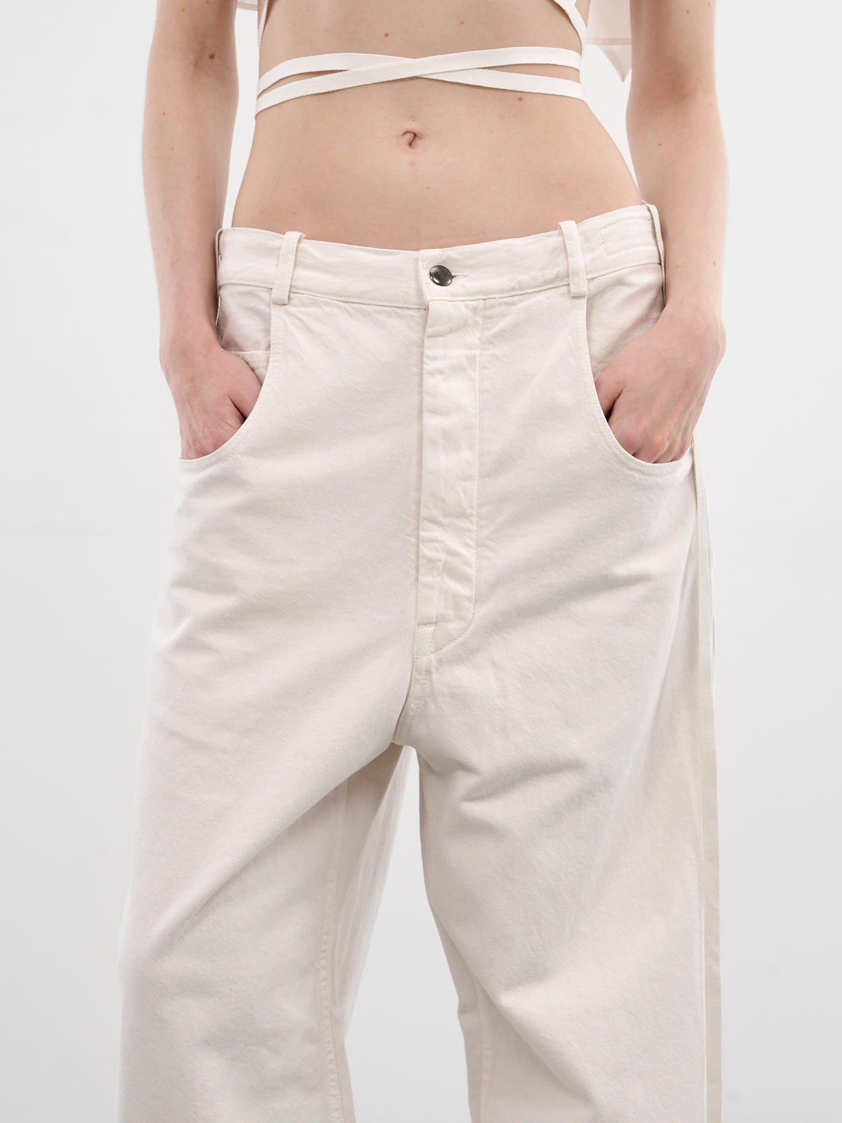 Kristel Ivory Cotton Baggy Trousers (B0010196-FA038-IVORY)