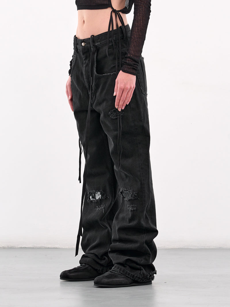 Claire Distressed Graphic Patch Jeans (B0010197-FA632-FADED-BLACK)