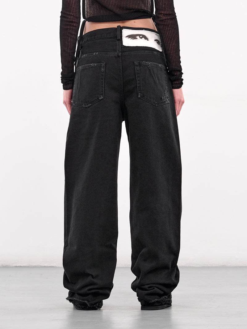 Claire Distressed Graphic Patch Jeans (B0010197-FA632-FADED-BLACK)