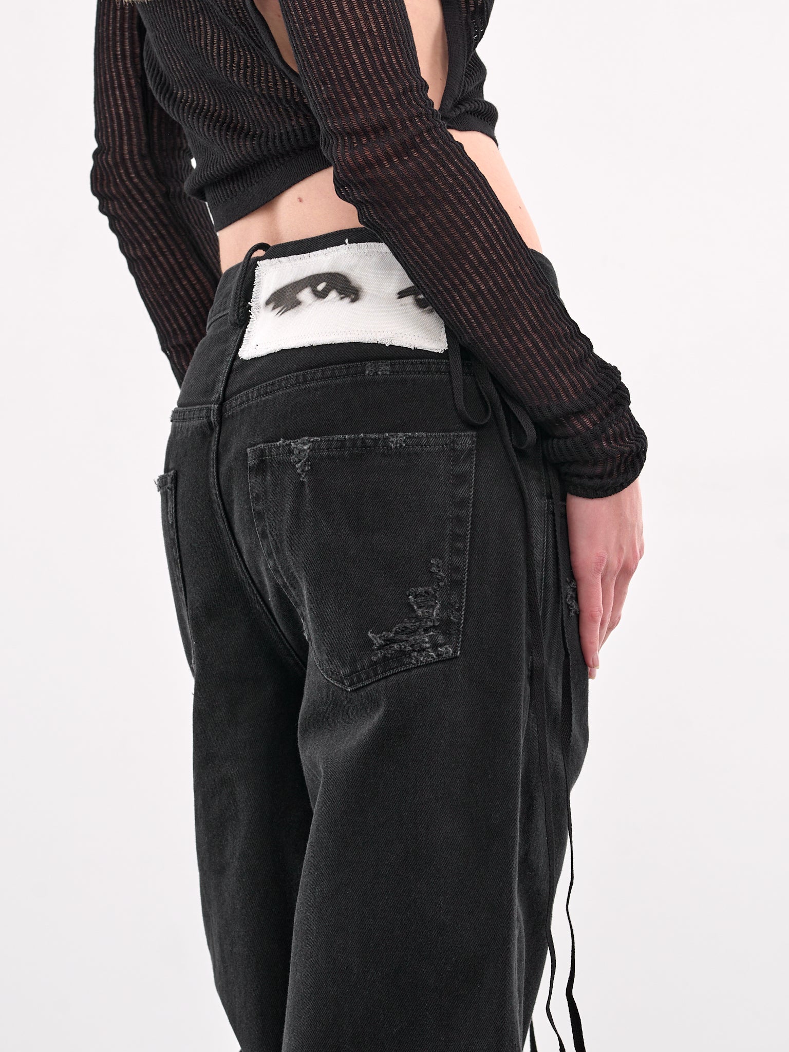 Distressed Graphic Patch Jeans (B0010197-FA632-FADED-BLACK)