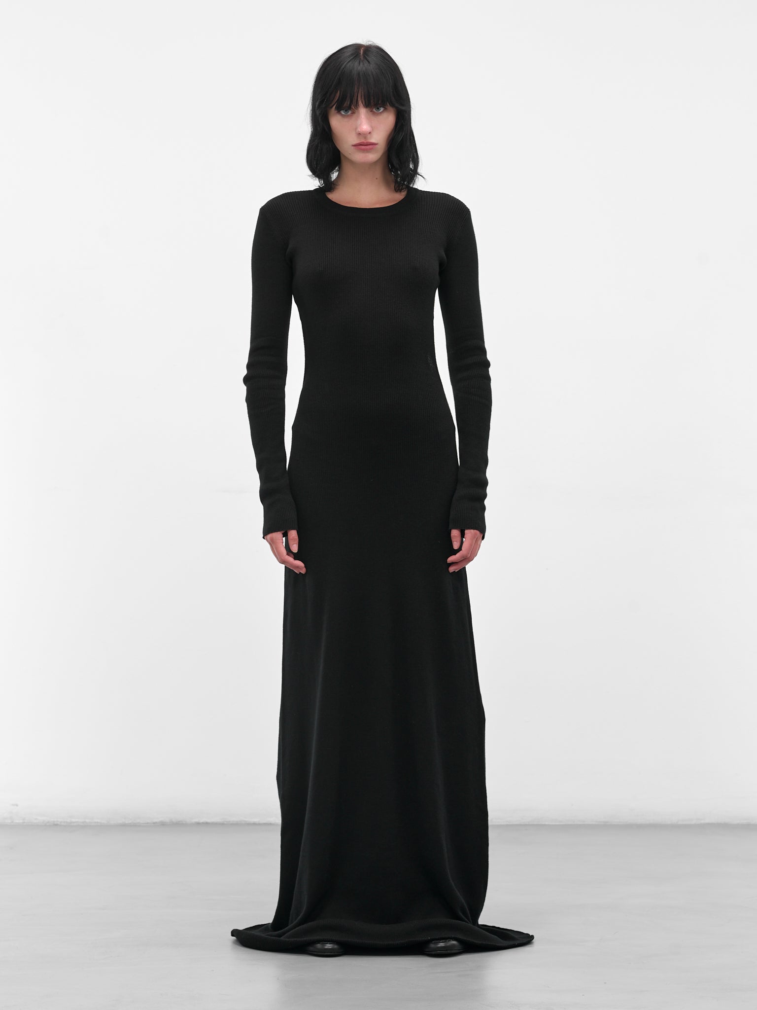 Black Eva Long Knit Dress (B0010259-FA049-BLACK)