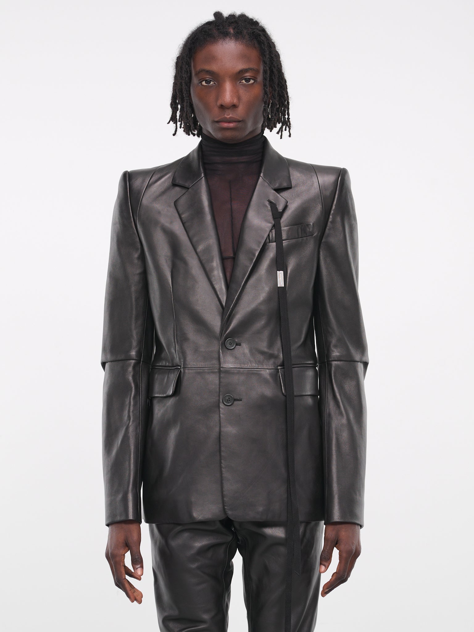 Nathan Tailored Leather Jacket (B0011403-LT117-099-BLACK)