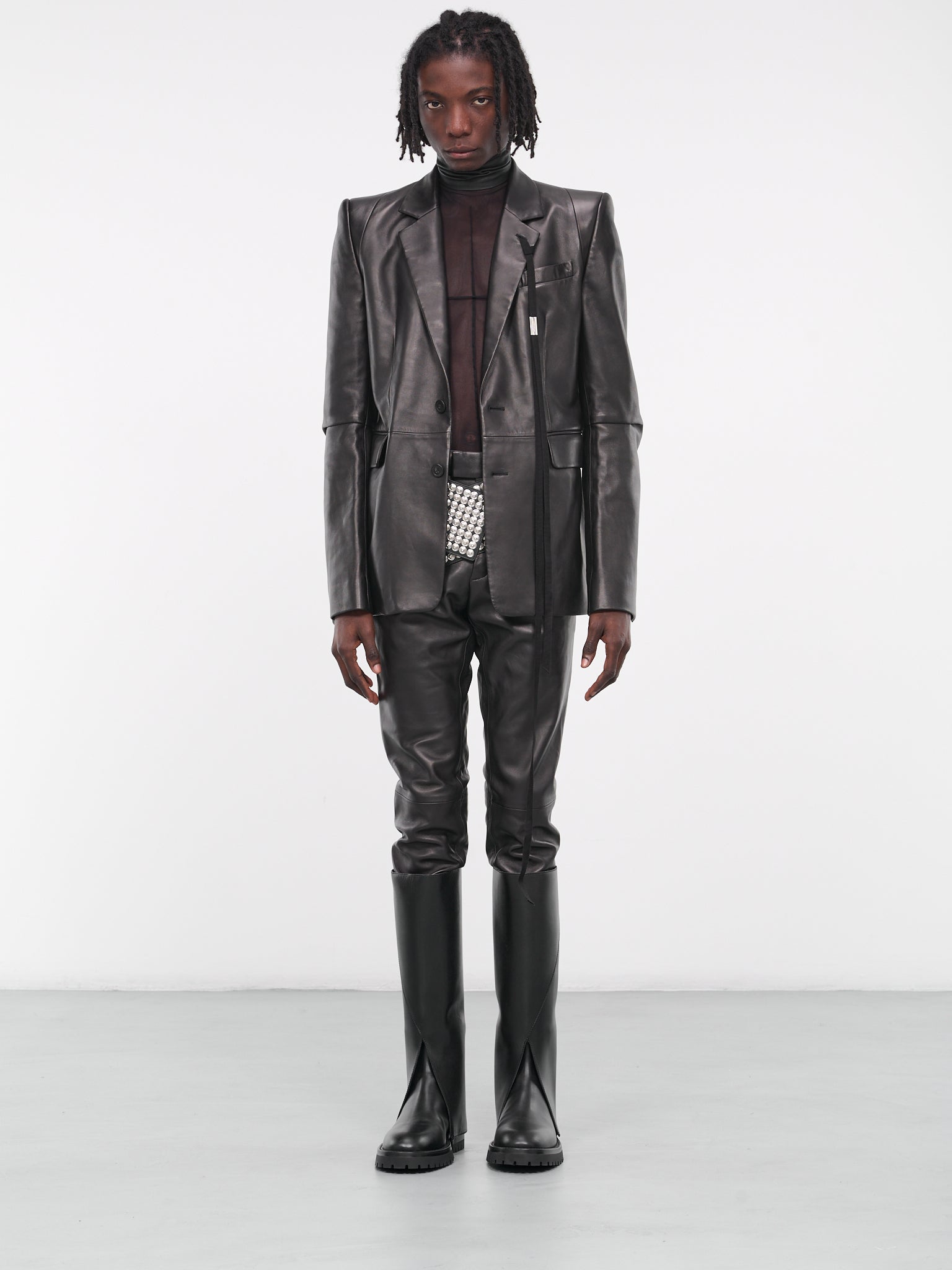 Nathan Tailored Leather Jacket (B0011403-LT117-099-BLACK)