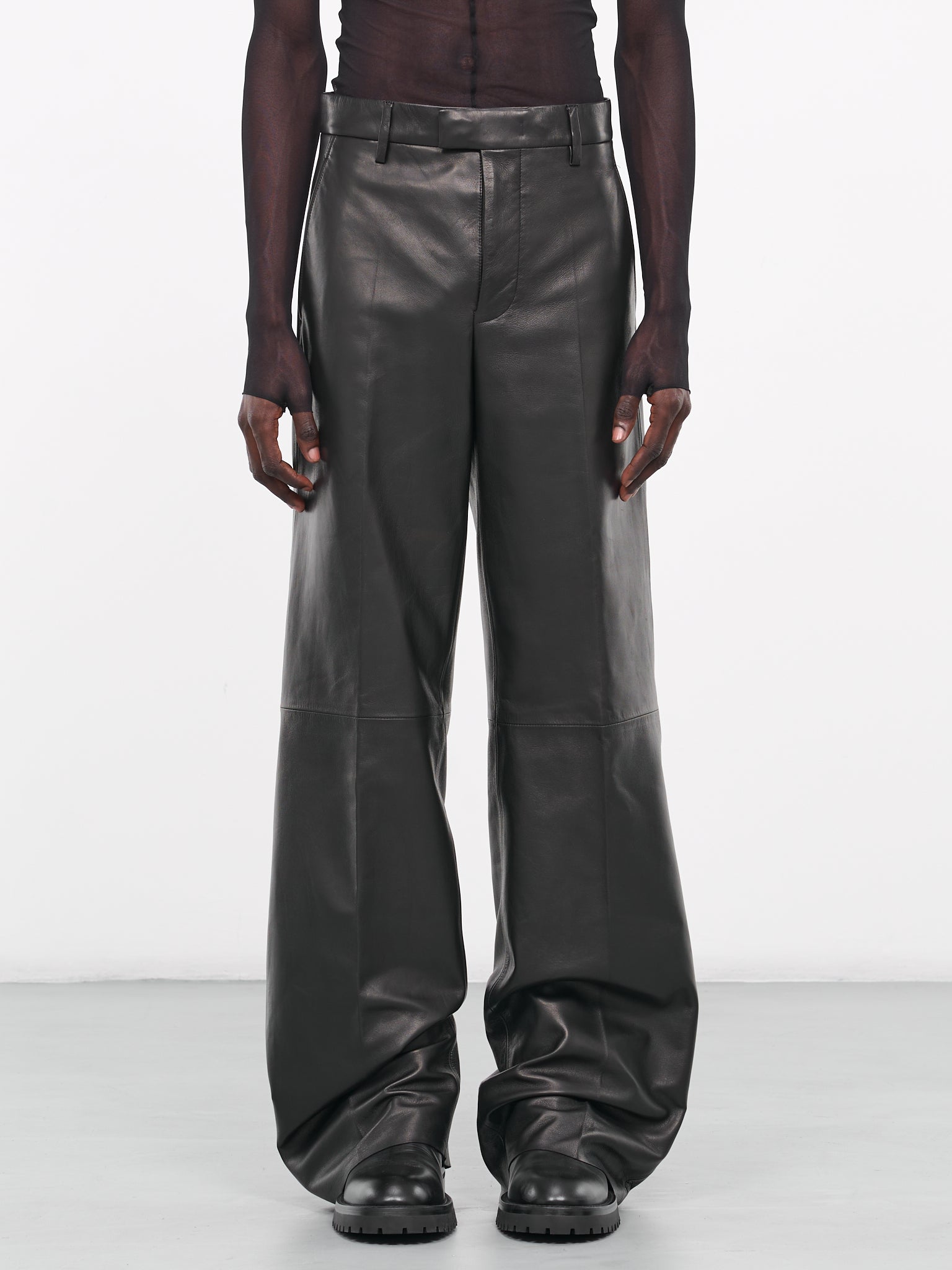 Gaspar Flared Leather Trousers (B0011607-LT117-099-BLACK)