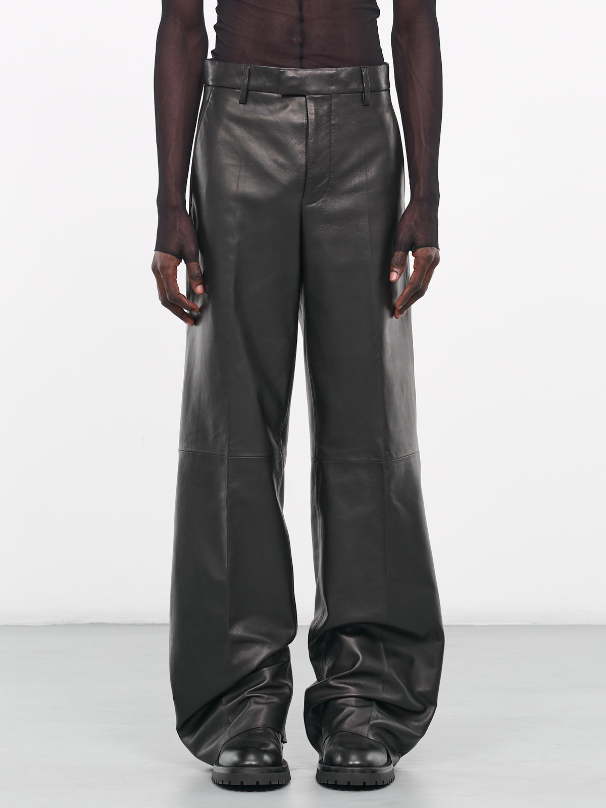 Gaspar Flared Leather Trousers (B0011607-LT117-099-BLACK)