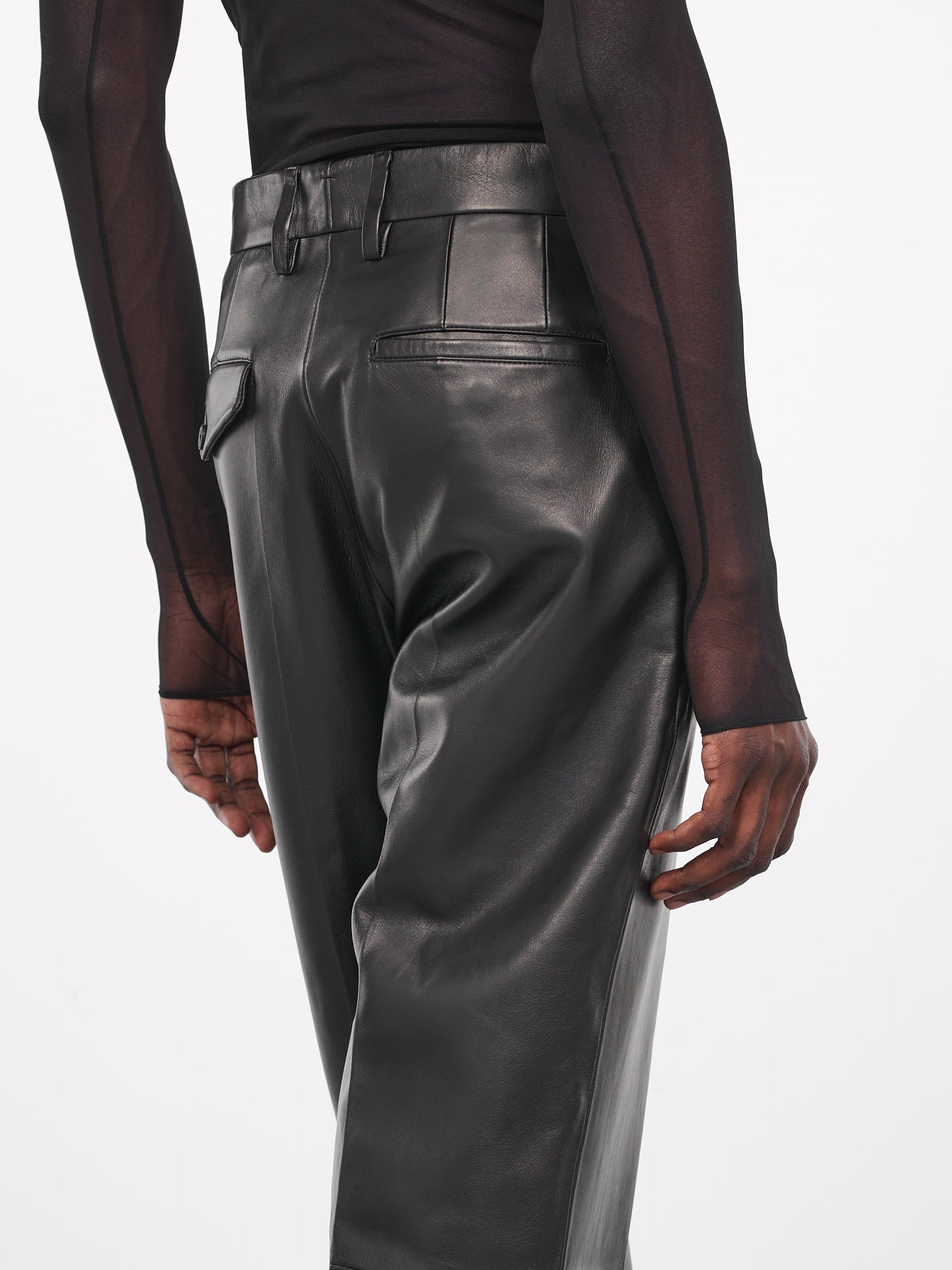 Gaspar Flared Leather Trousers (B0011607-LT117-099-BLACK)