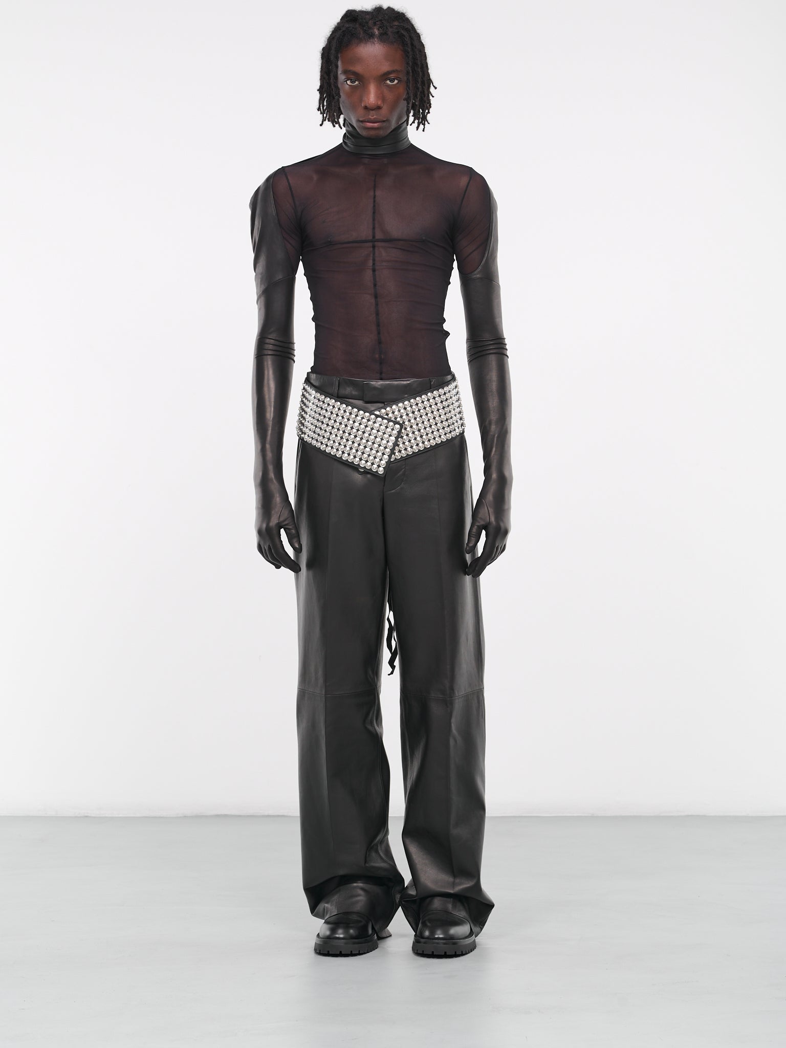 Gaspar Flared Leather Trousers (B0011607-LT117-099-BLACK)