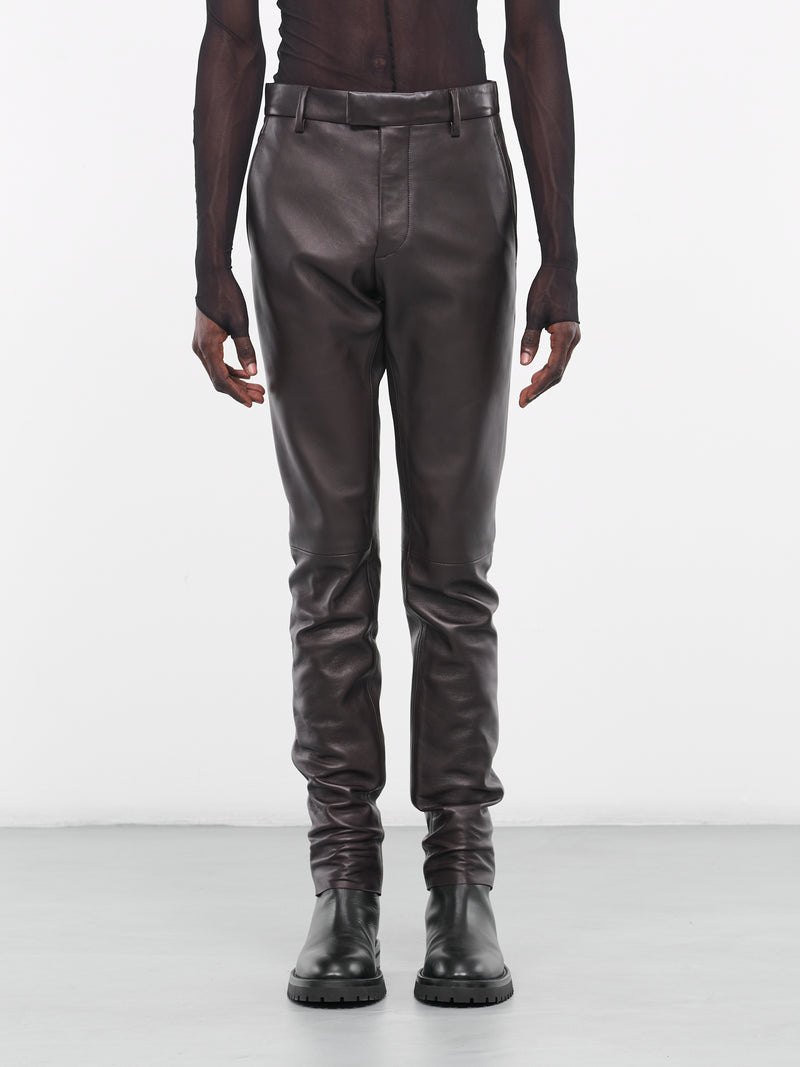 Edward Leather Trousers (B0011608-LT117-038-AUBERGINE)