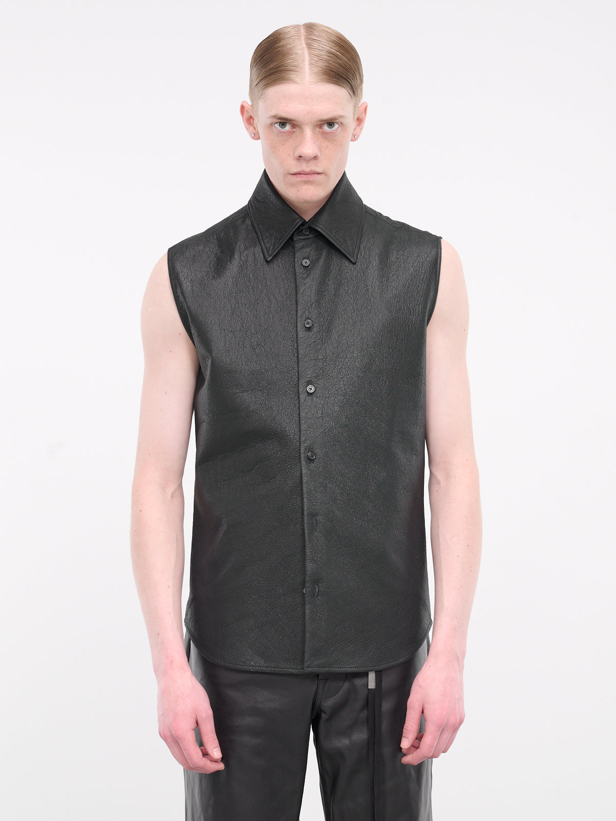 Boldewijn Leather Sleeveless Shirt (B0011756-LT126-BLACK)
