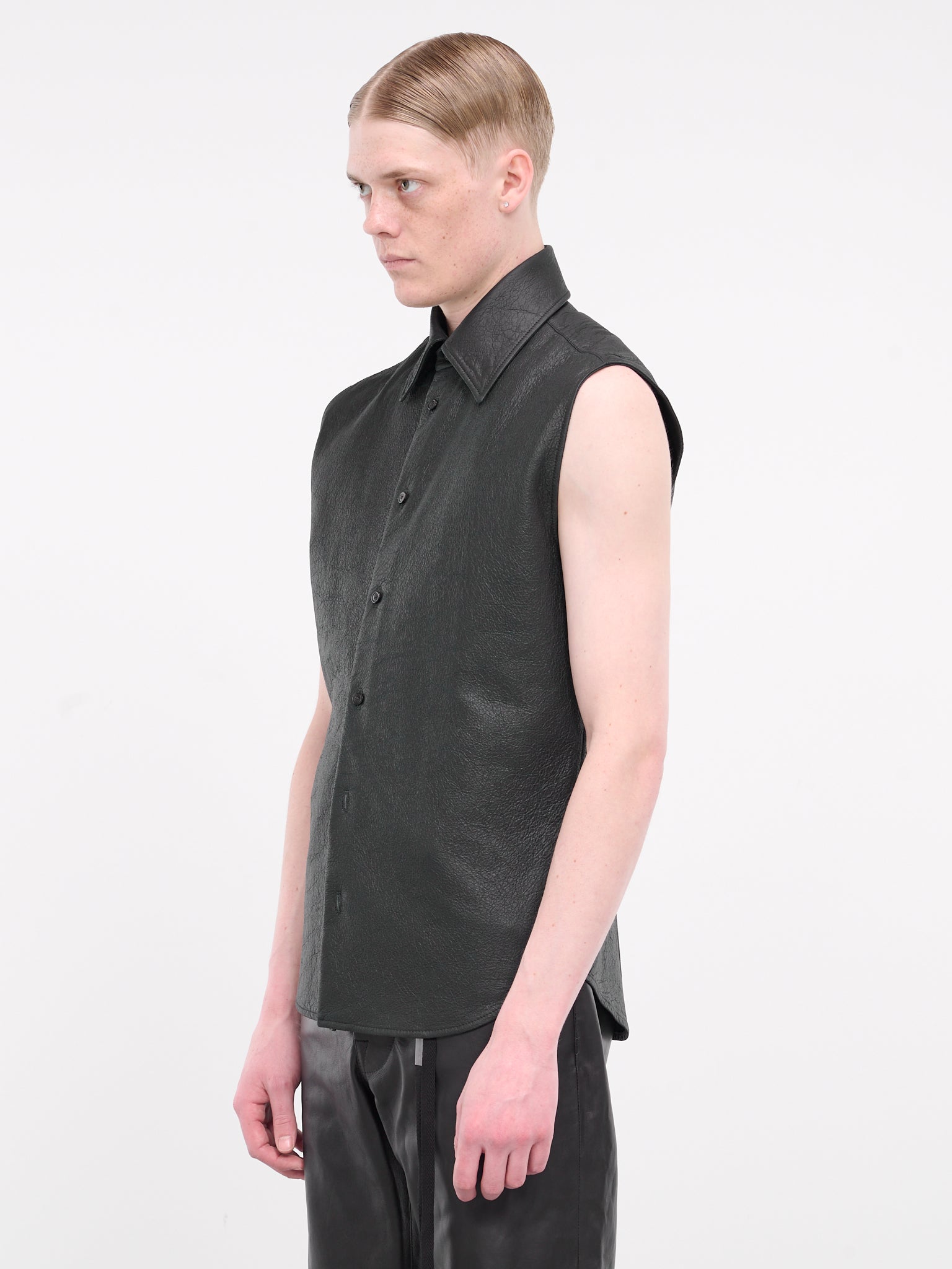 Boldewijn Leather Sleeveless Shirt (B0011756-LT126-BLACK)