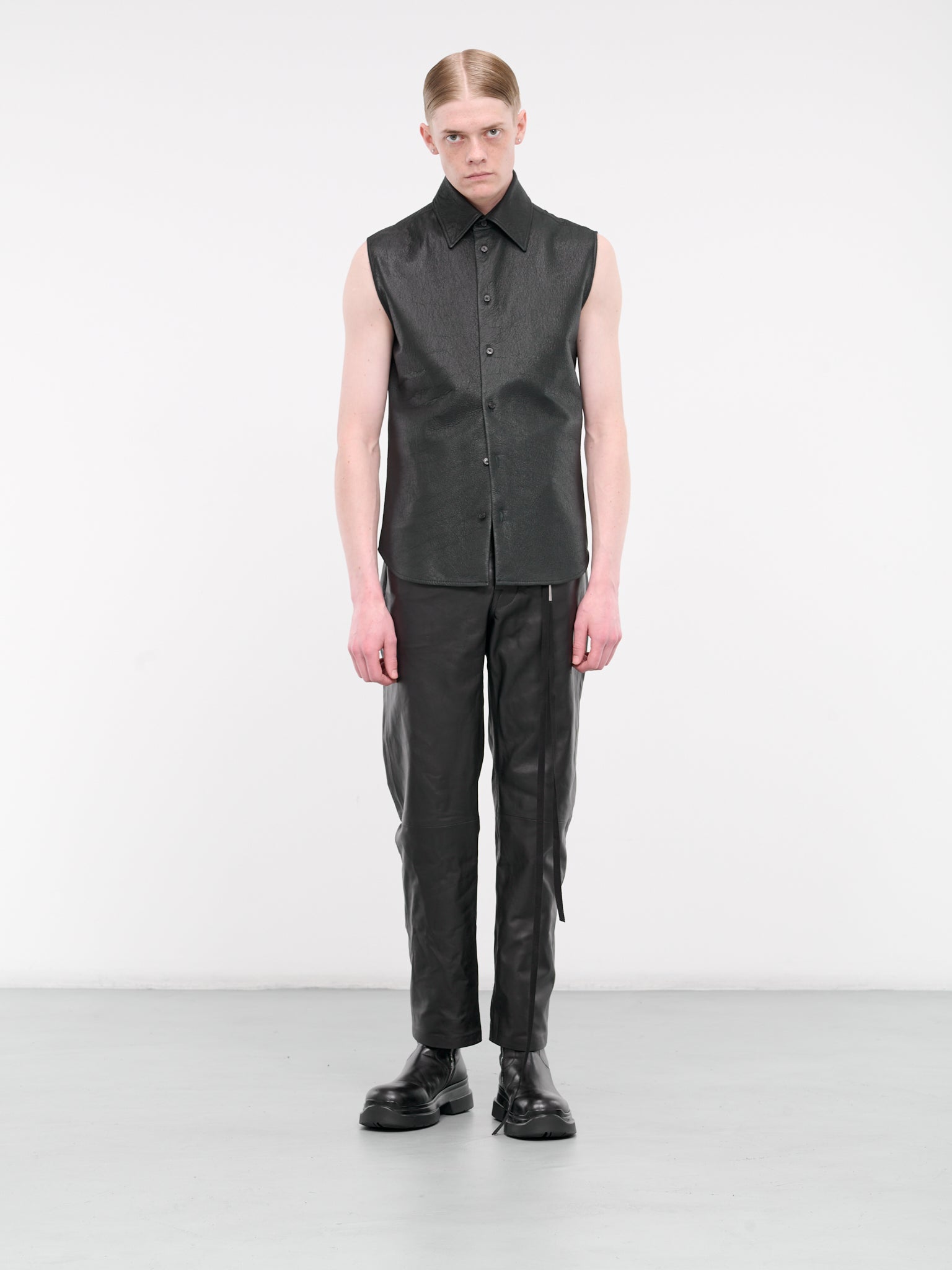 Boldewijn Leather Sleeveless Shirt (B0011756-LT126-BLACK)