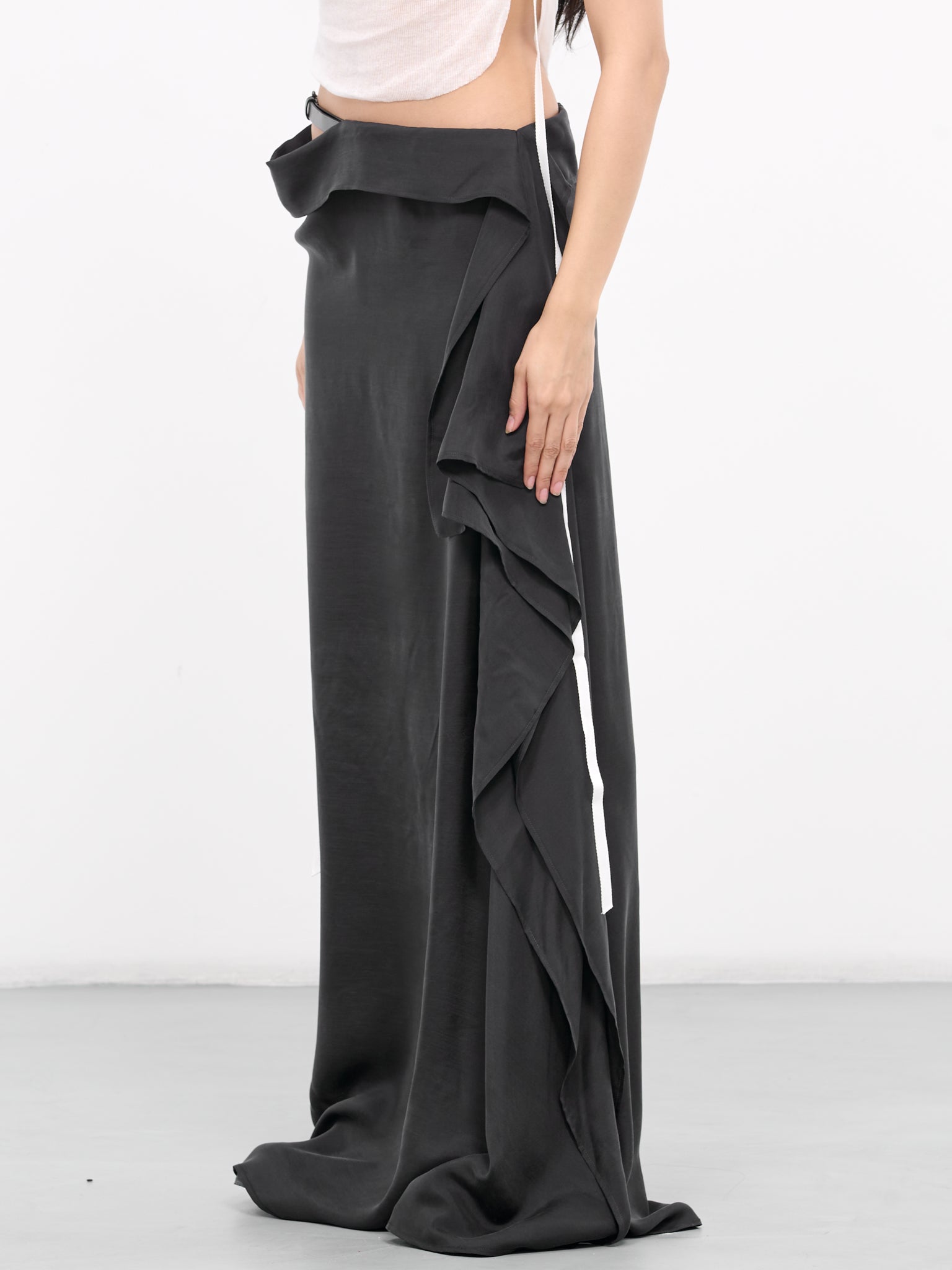 Medi Asymmetric Draped Skirt (B0011898-FA417-OFF-BLACK)