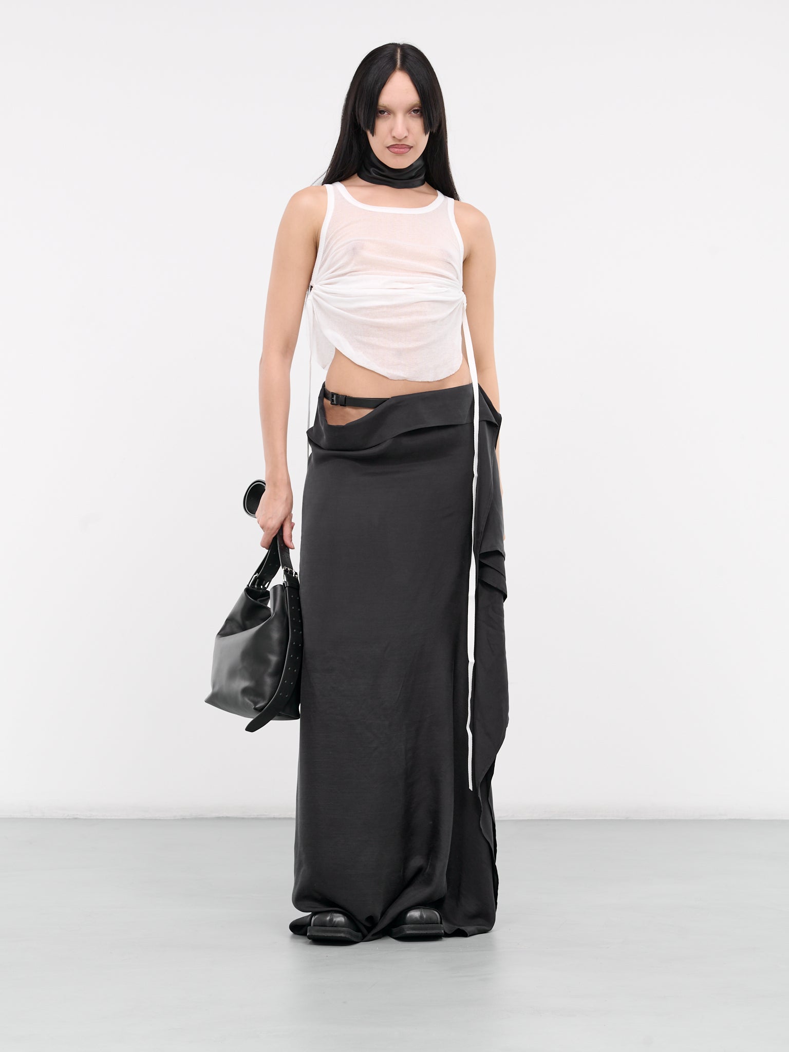 Medi Asymmetric Draped Skirt (B0011898-FA417-OFF-BLACK)
