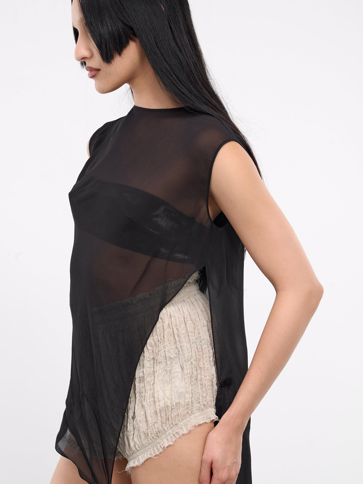 Zira Asymmetric Draped Top (B0011910-FA132-ZIRA-BLACK)