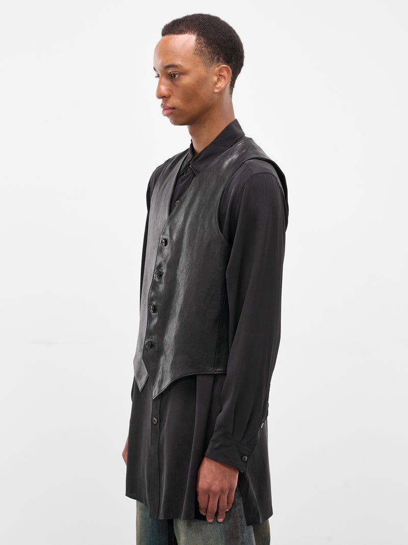 Alrik Black Lamb Leather Vest (B0012065-LT137-099-BLACK)