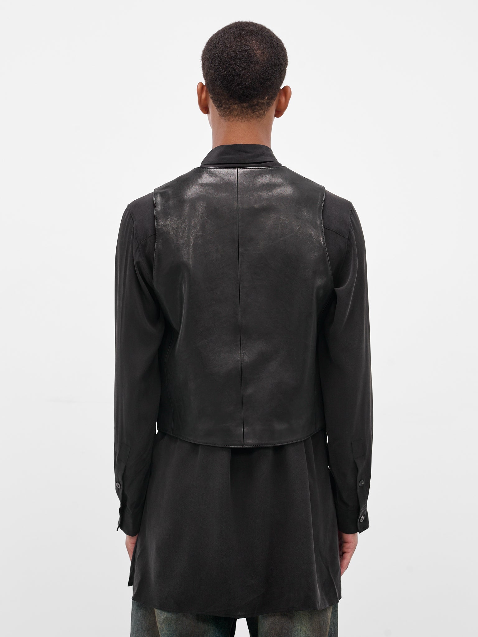 Alrik Black Lamb Leather Vest (B0012065-LT137-099-BLACK)