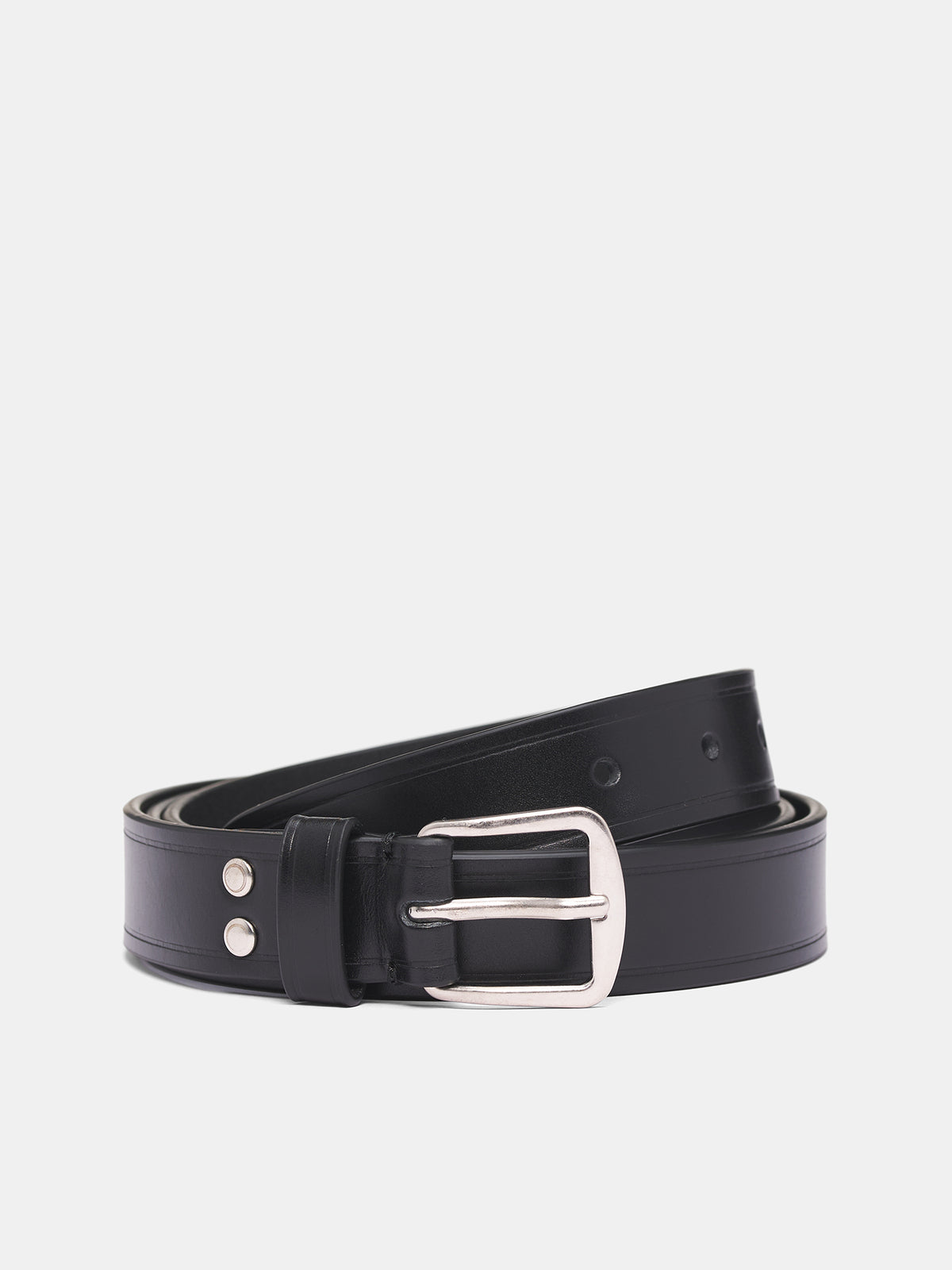 Black Leather WIllow Embossed Belt (B0012469-LT128-099-BLACK)