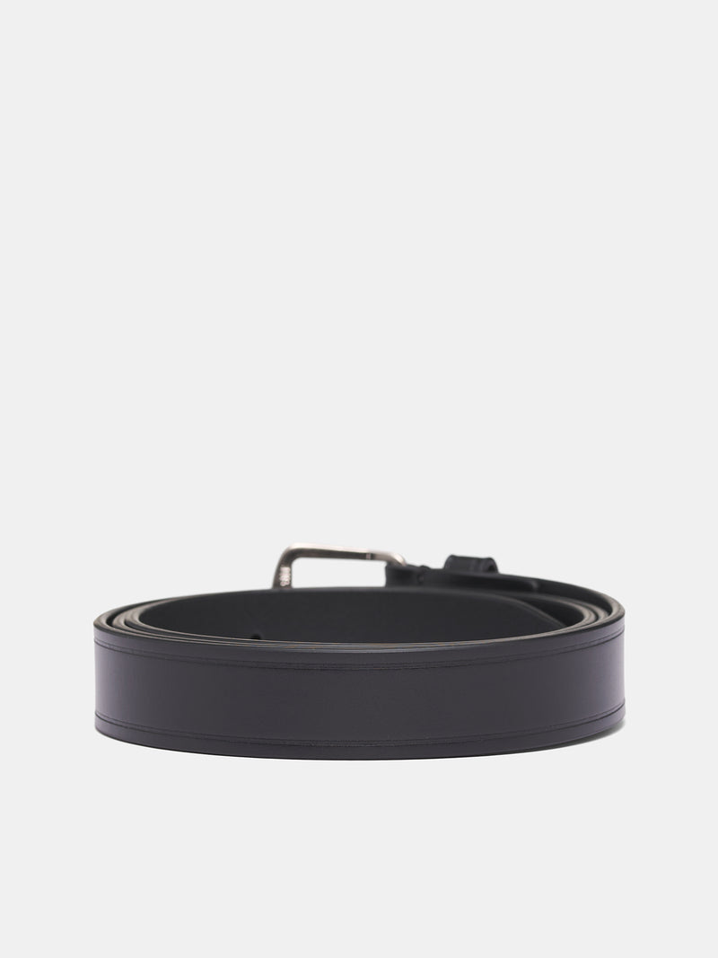 Black Leather WIllow Embossed Belt (B0012469-LT128-099-BLACK)