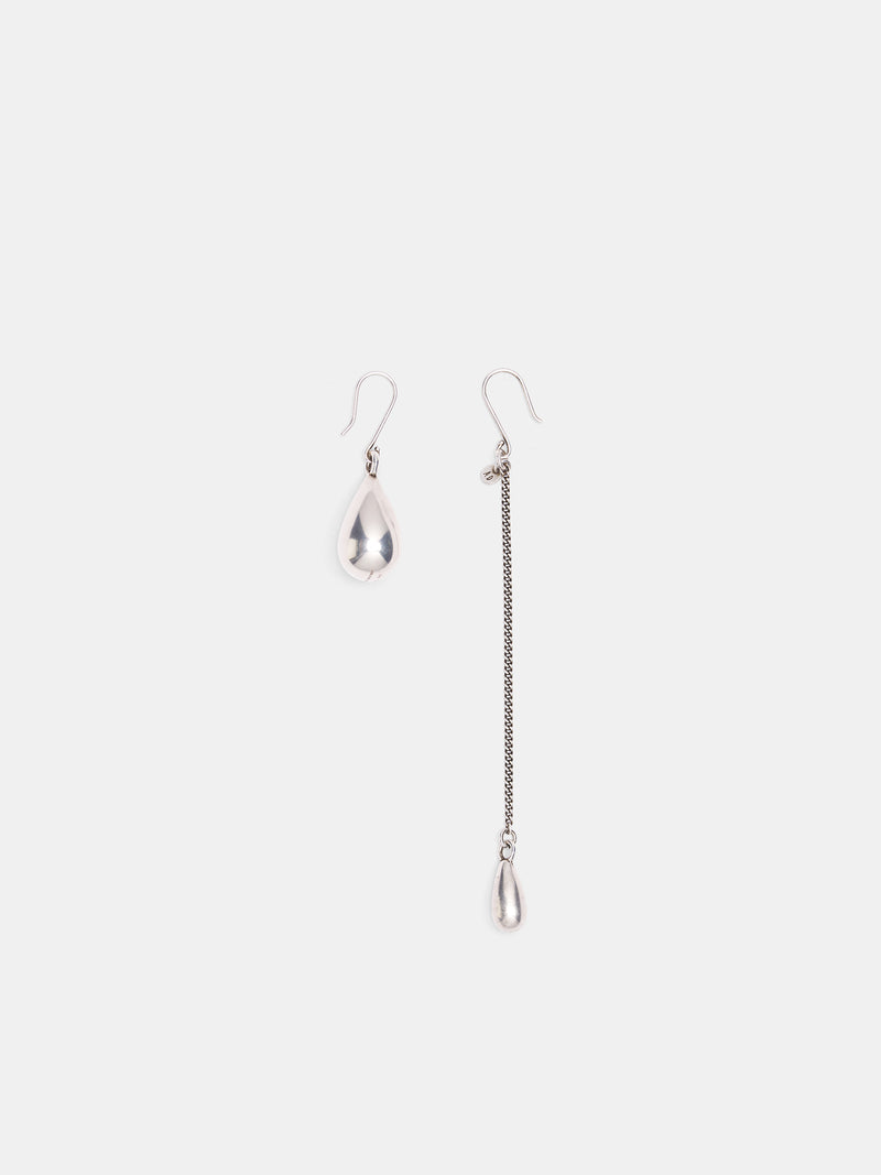 Judith Asymmetric Pearl & Chain Earrings (B0012680-JW020-ANTIQUE-SILVER)