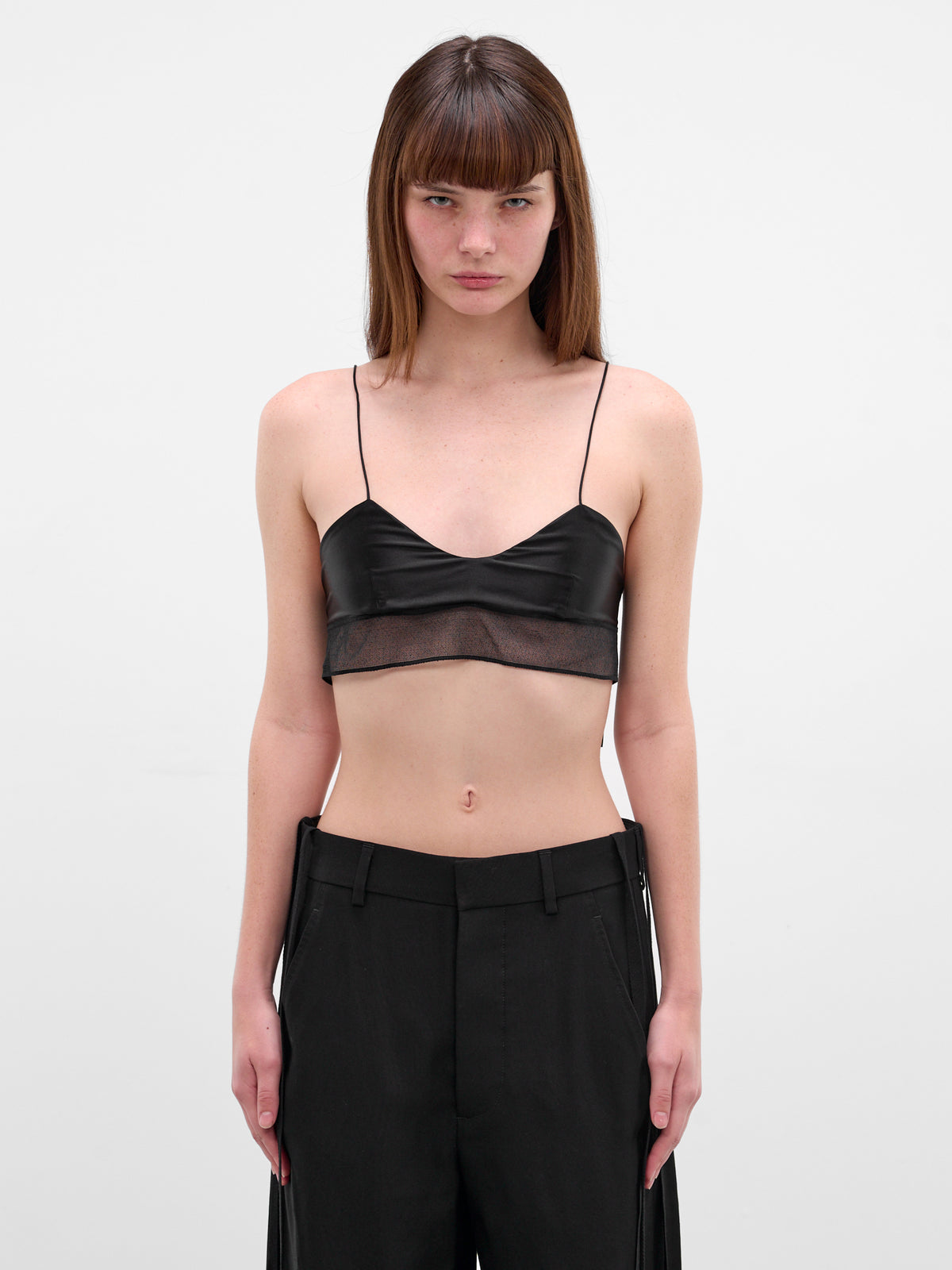 Abelina Black Silk Bra Top (B0012716-FA134-BLACK)
