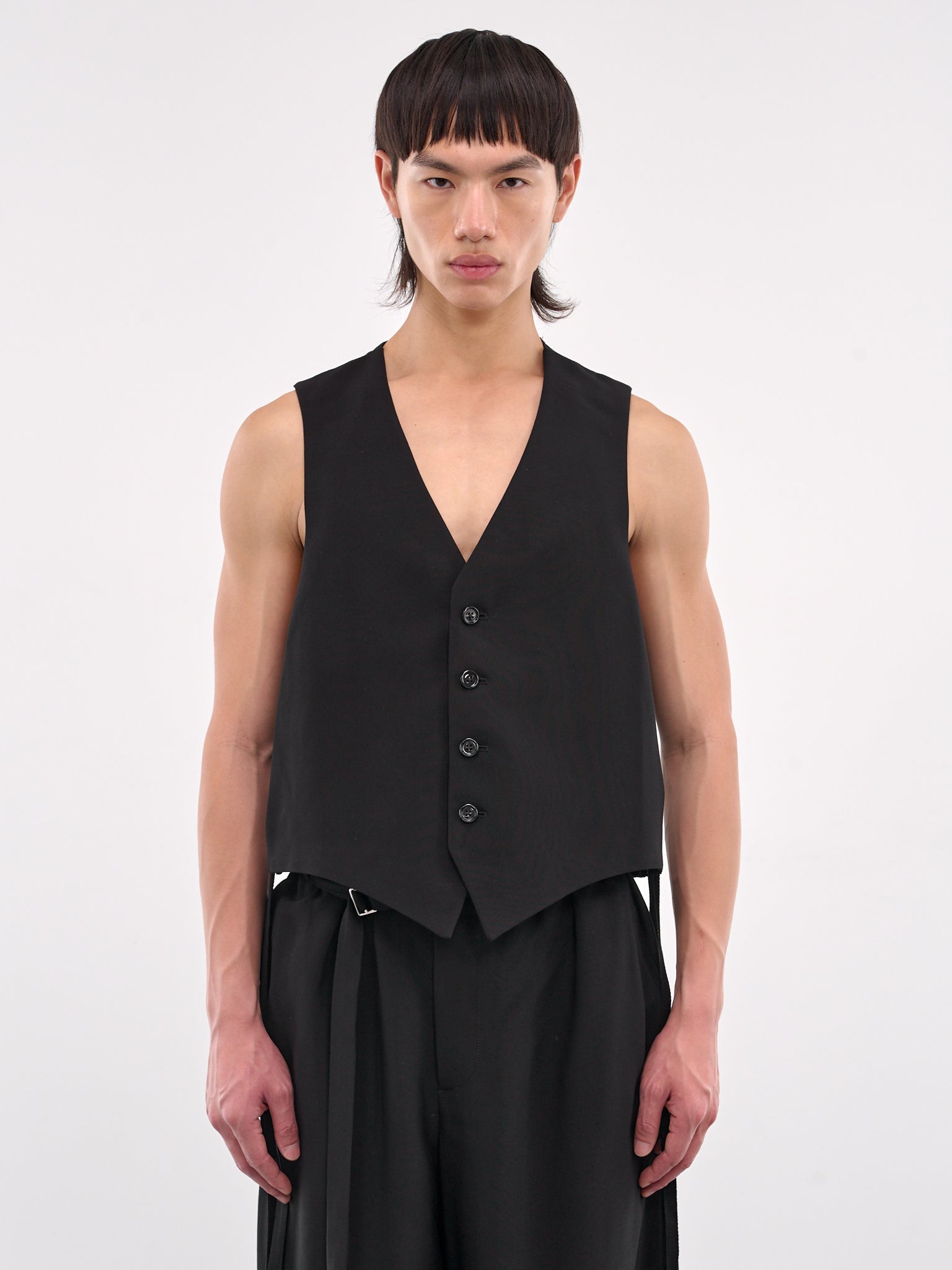 Sheer Paneled Waistcoat (B0012740-FA558-BLACK)