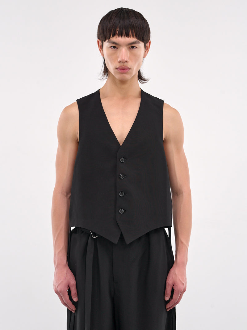 Sheer Paneled Waistcoat (B0012740-FA558-BLACK)