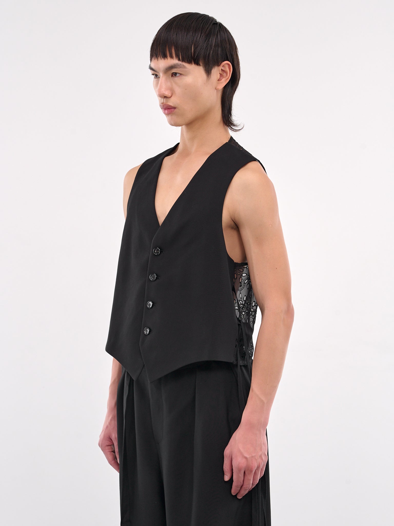 Sheer Paneled Waistcoat (B0012740-FA558-BLACK)