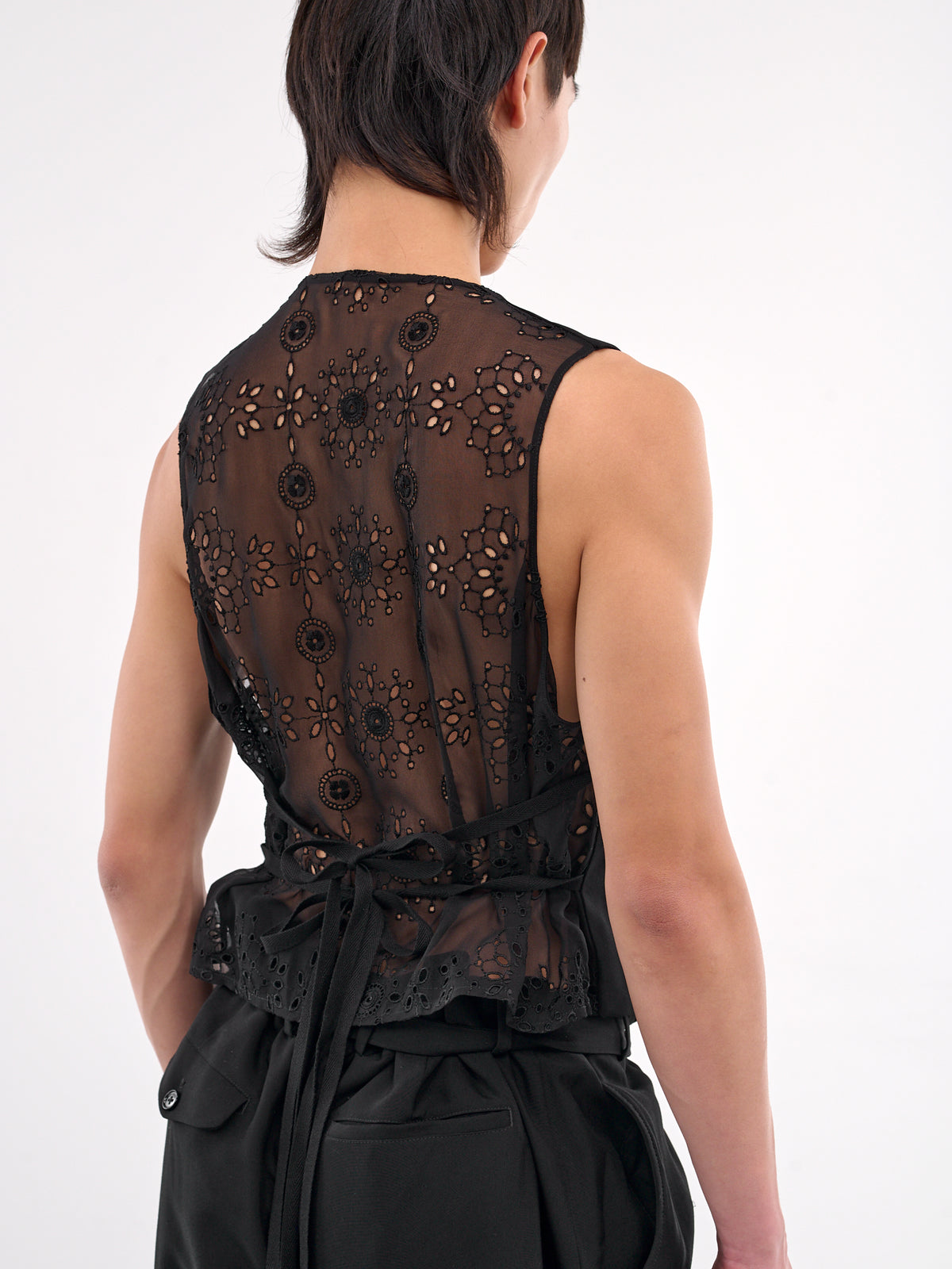 Sheer Paneled Waistcoat (B0012740-FA558-BLACK)