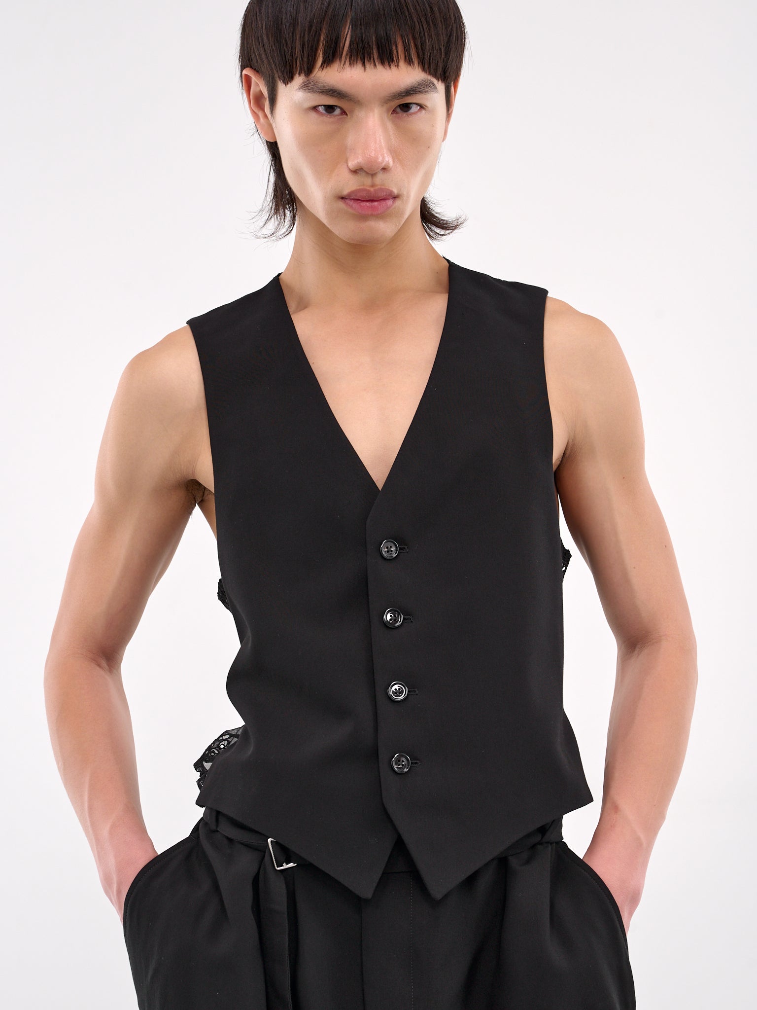 Sheer Paneled Waistcoat (B0012740-FA558-BLACK)