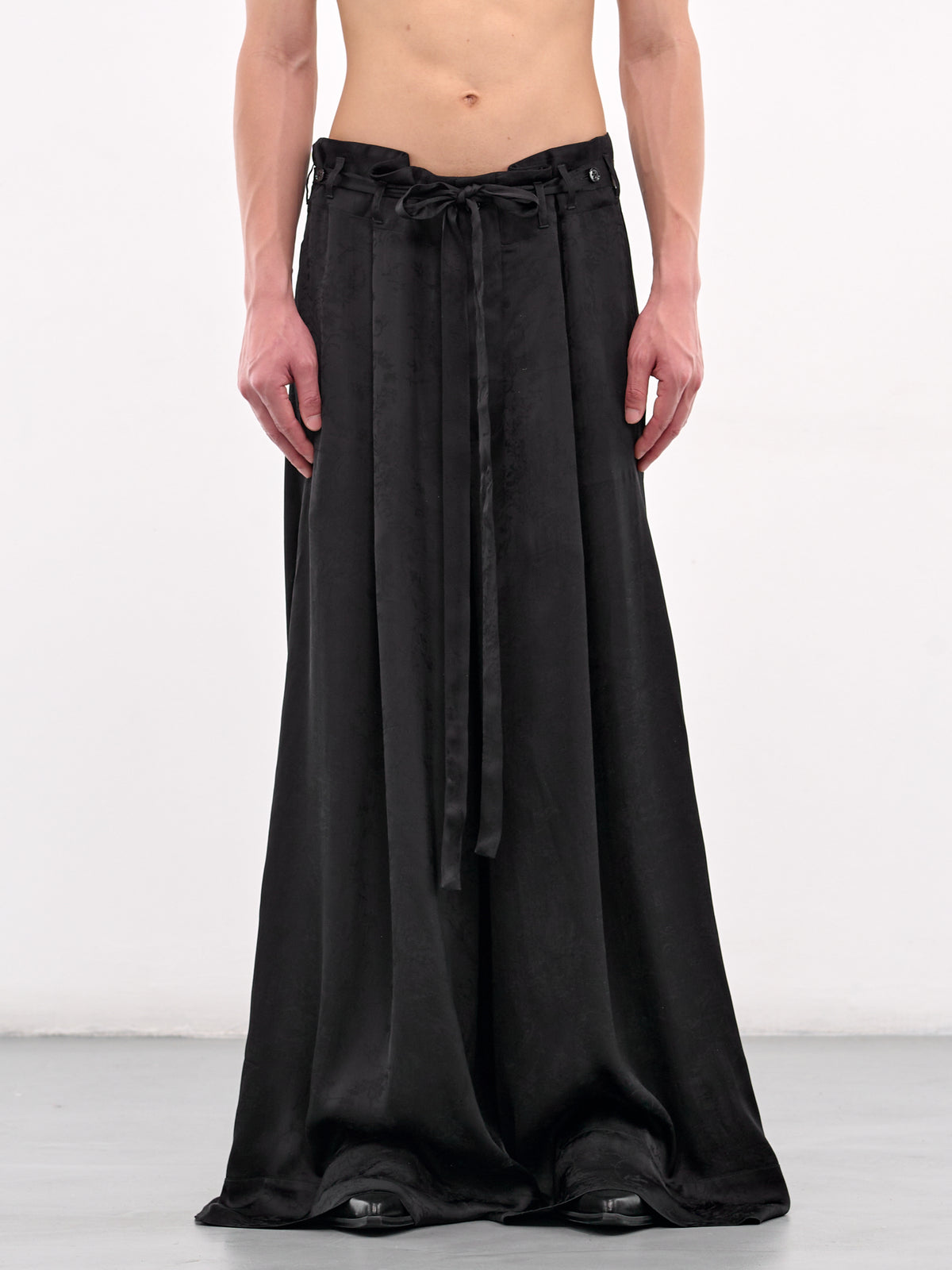 Drawstring Wide Leg Trousers (B0012744-FA611-BLACK)