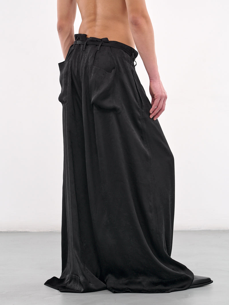 Bruse Drawstring Wide Leg Trousers (B0012744-FA611-BLACK)