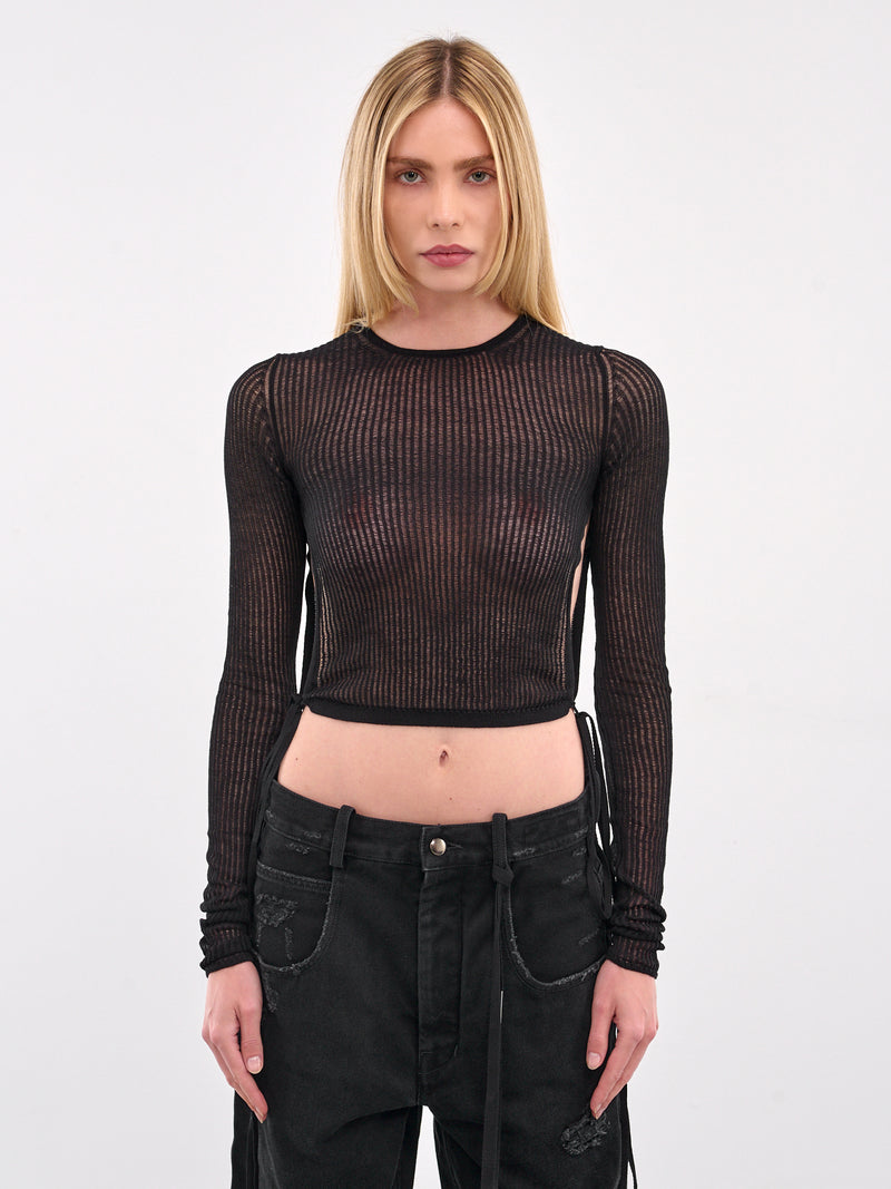 Cut-Out Crop Sweater (B0012847-KN055-BLACK)